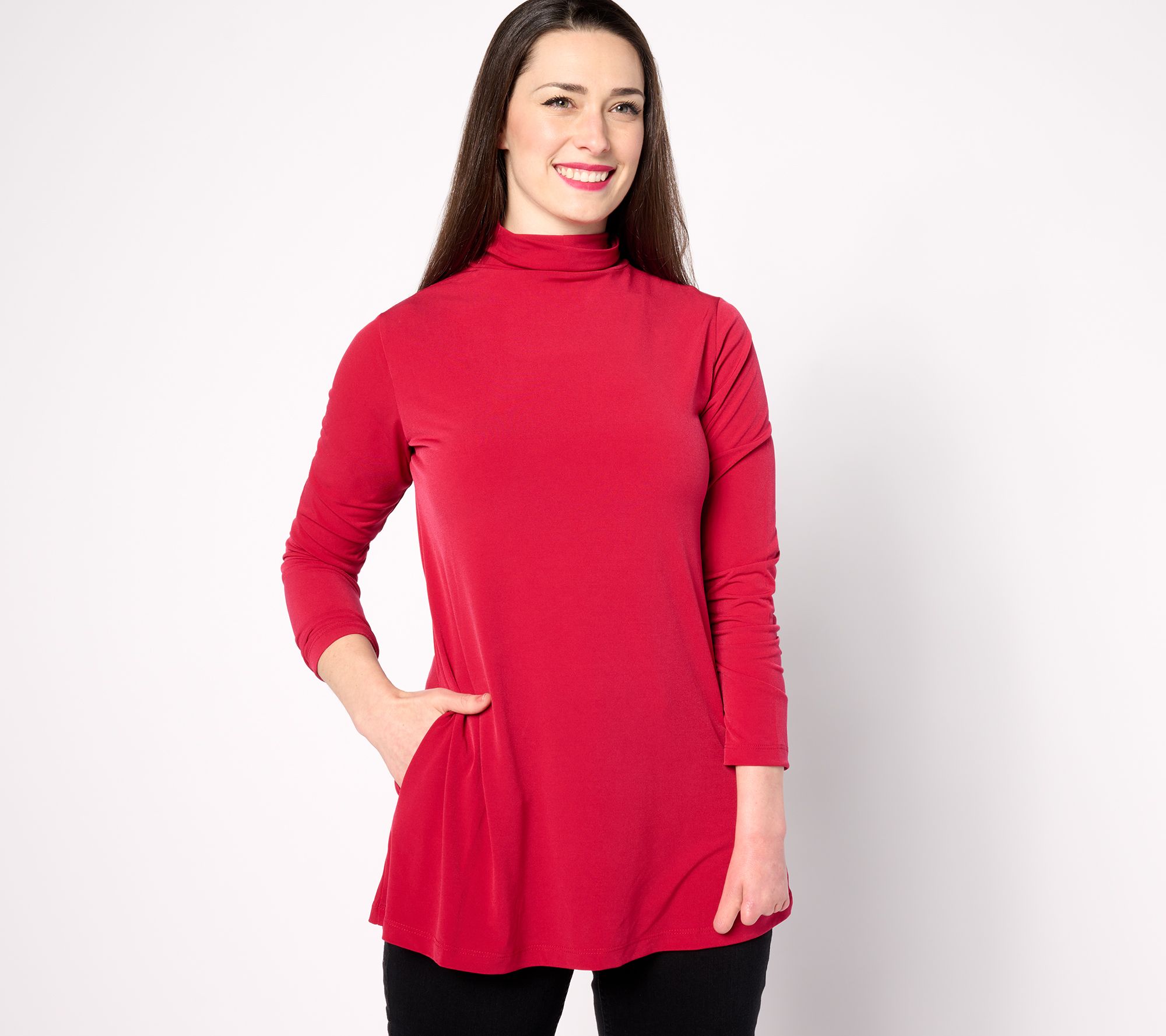 "As Is" Susan Graver Modern Essentials Reg Liquid Knit A-Line Tunic