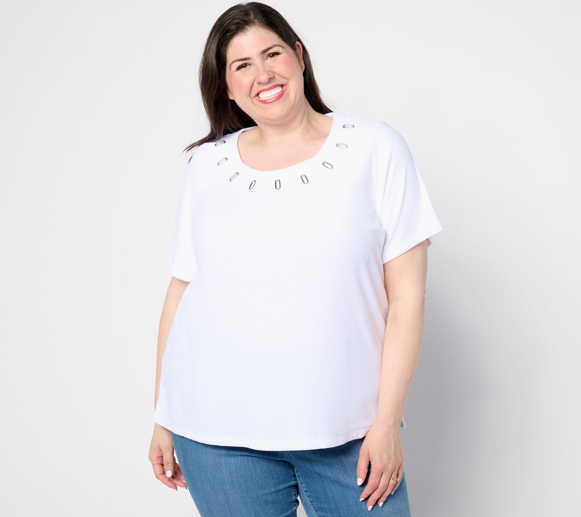 Denim & Co. Beach Knit Terry Short-Sleeve Top