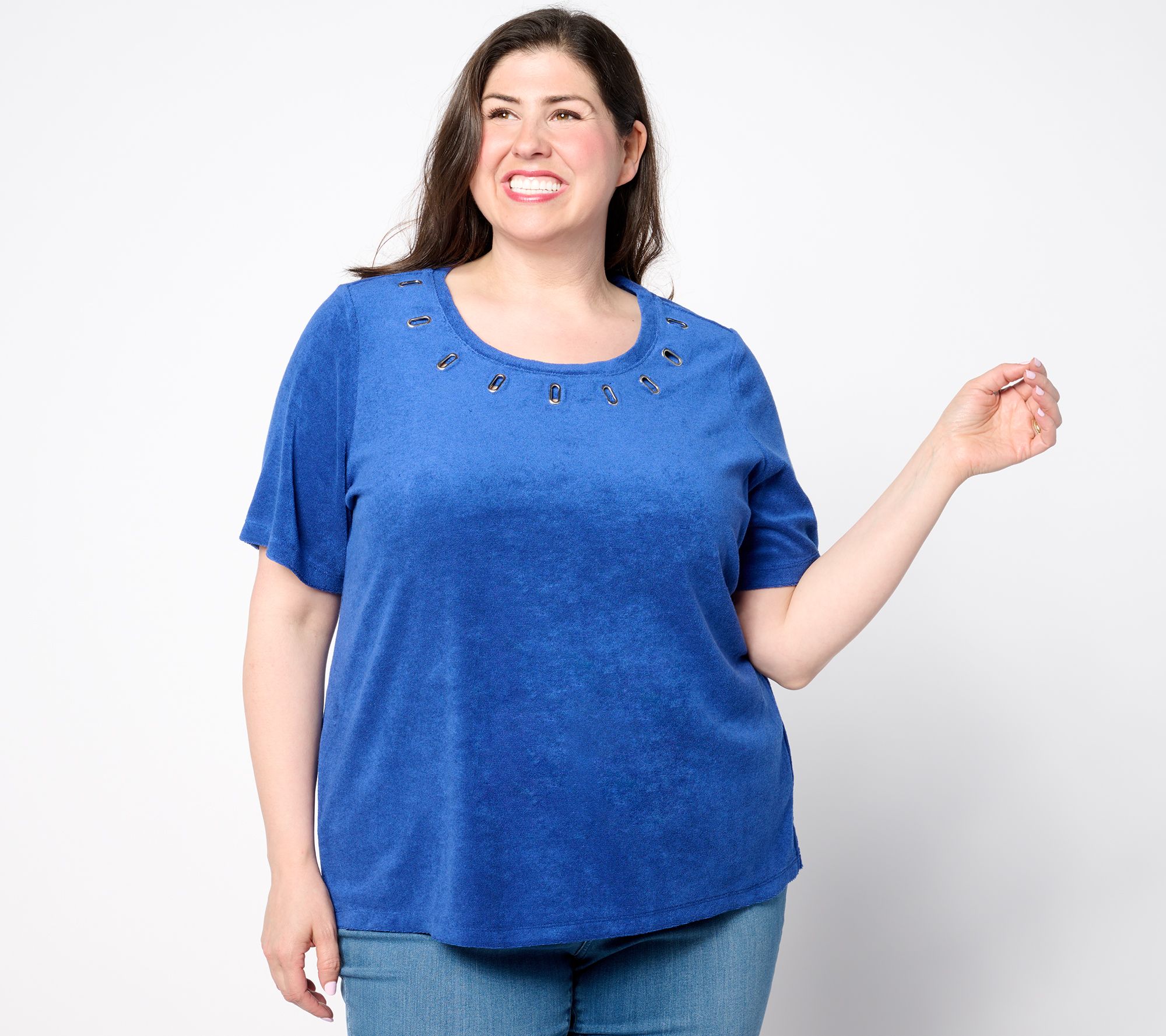 Denim & Co. Beach Knit Terry Short-Sleeve Top