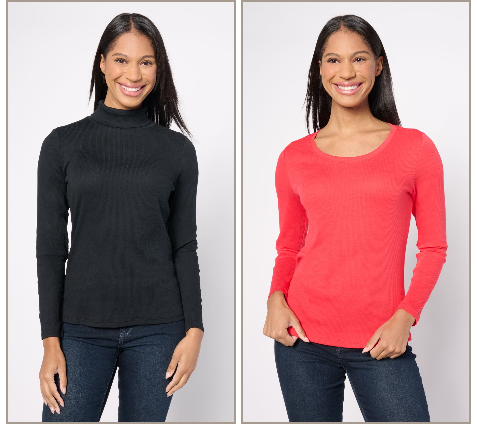 "As Is" AnyBody Lounge Rib Cozy Knit Two Pack Shirt