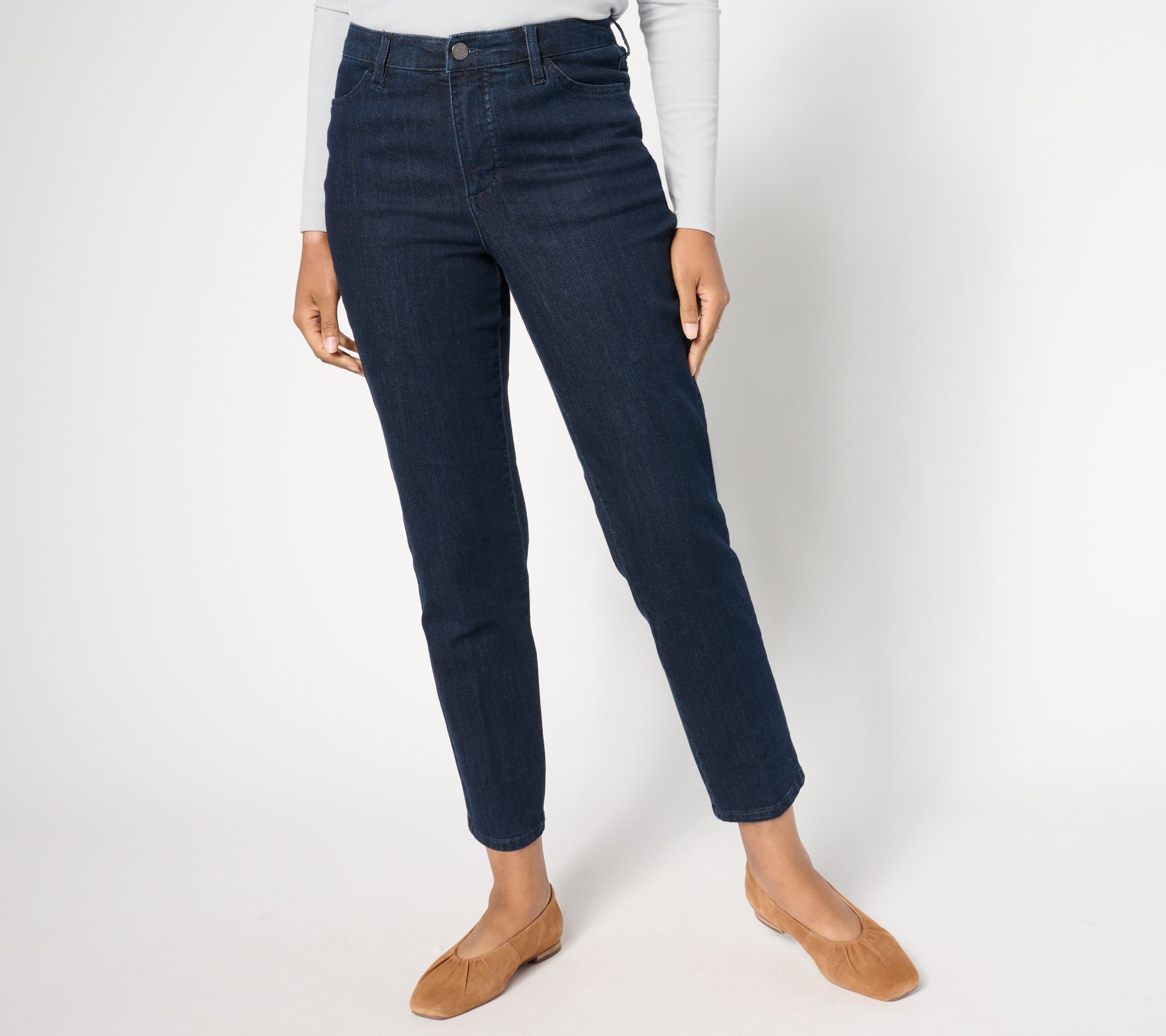 Susan Graver Regular Ankle Length Tapered Jean - Indigo