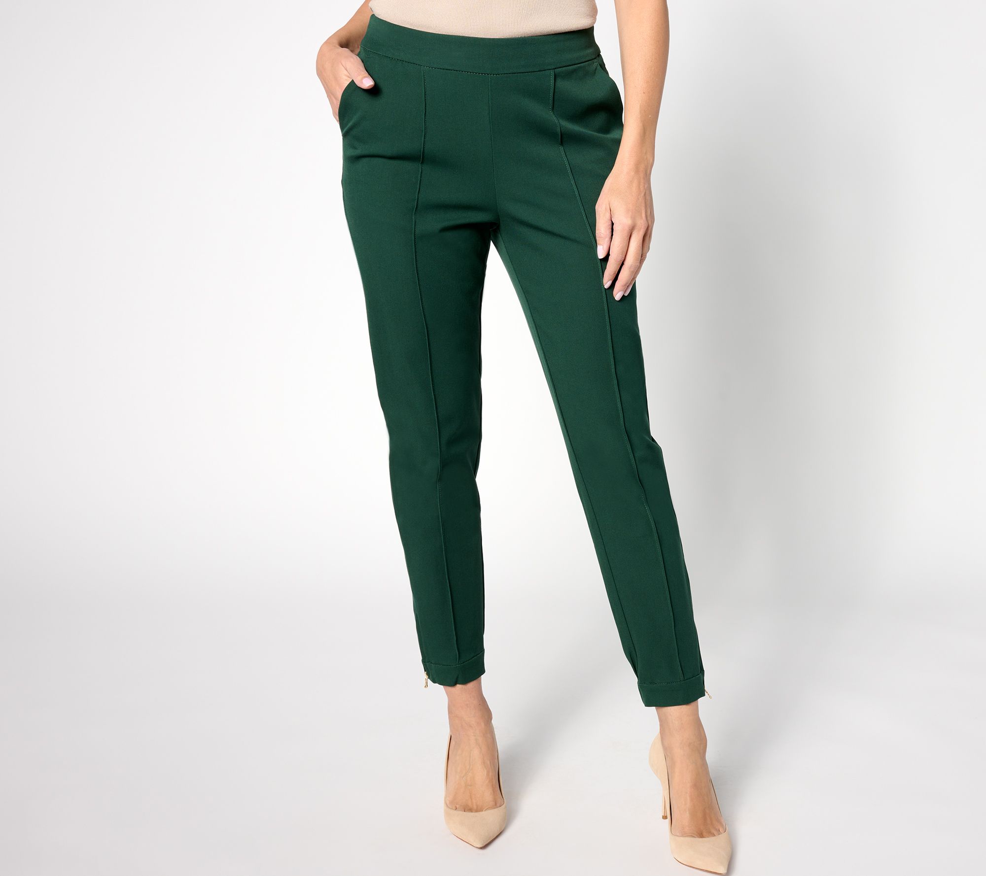 "As Is" Isaac Mizrahi Live! Tall 24/7 Stretch Pants with Pintuck