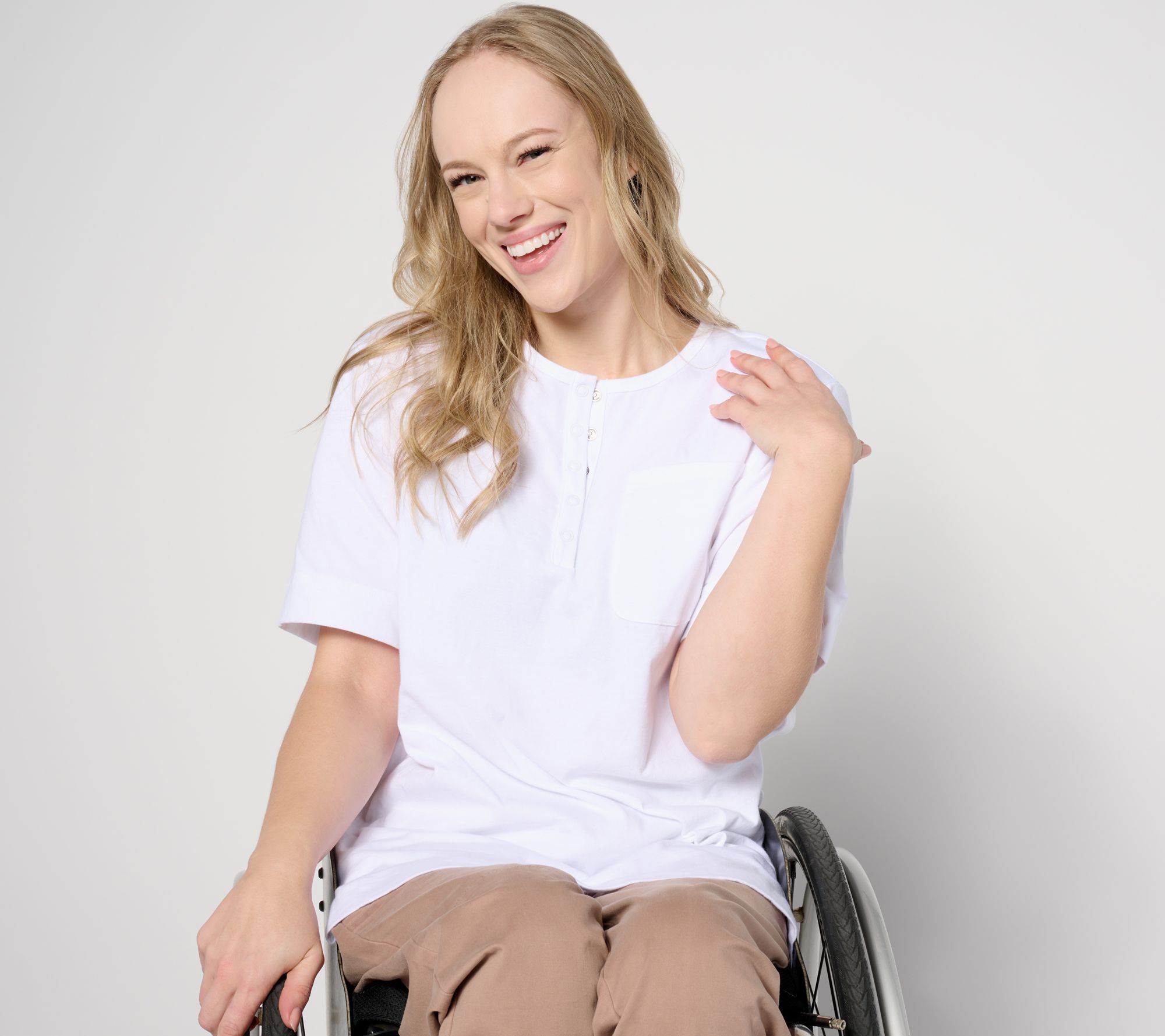 "As Is" Denim & Co. Adaptive Essentials Jersey Short Sleeve Tunic