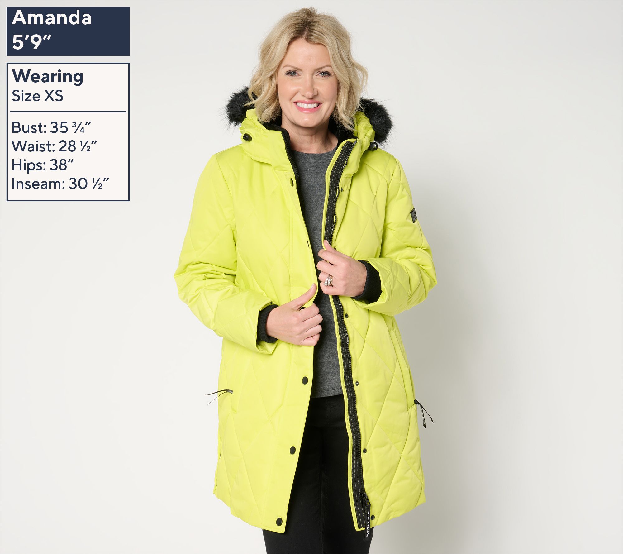 Arctic Expedition Diamond Quilted Parka with Removable Hood QVC