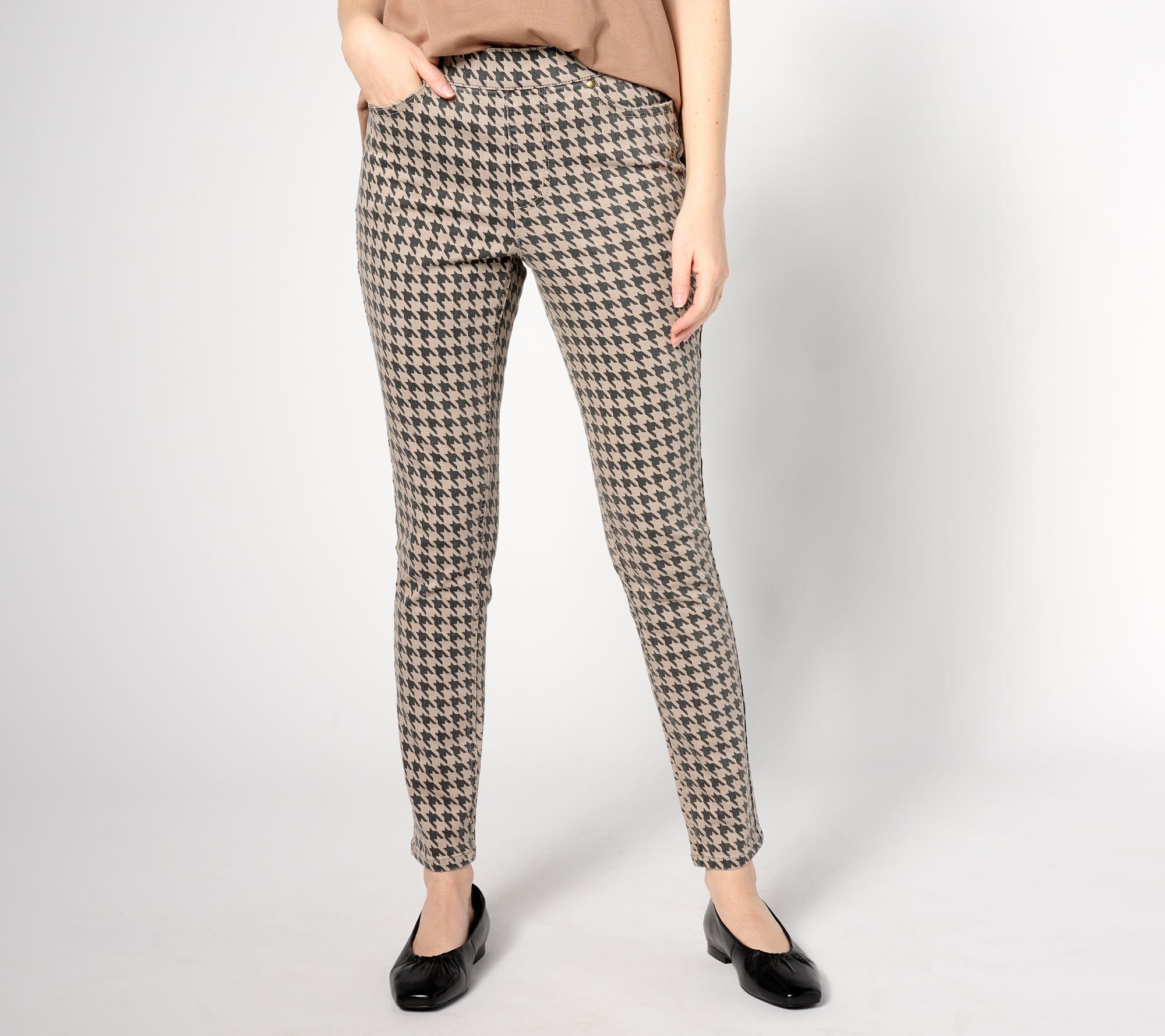 "As Is" Isaac Mizrahi Live! Tall True Brown Houndstooth Jeans
