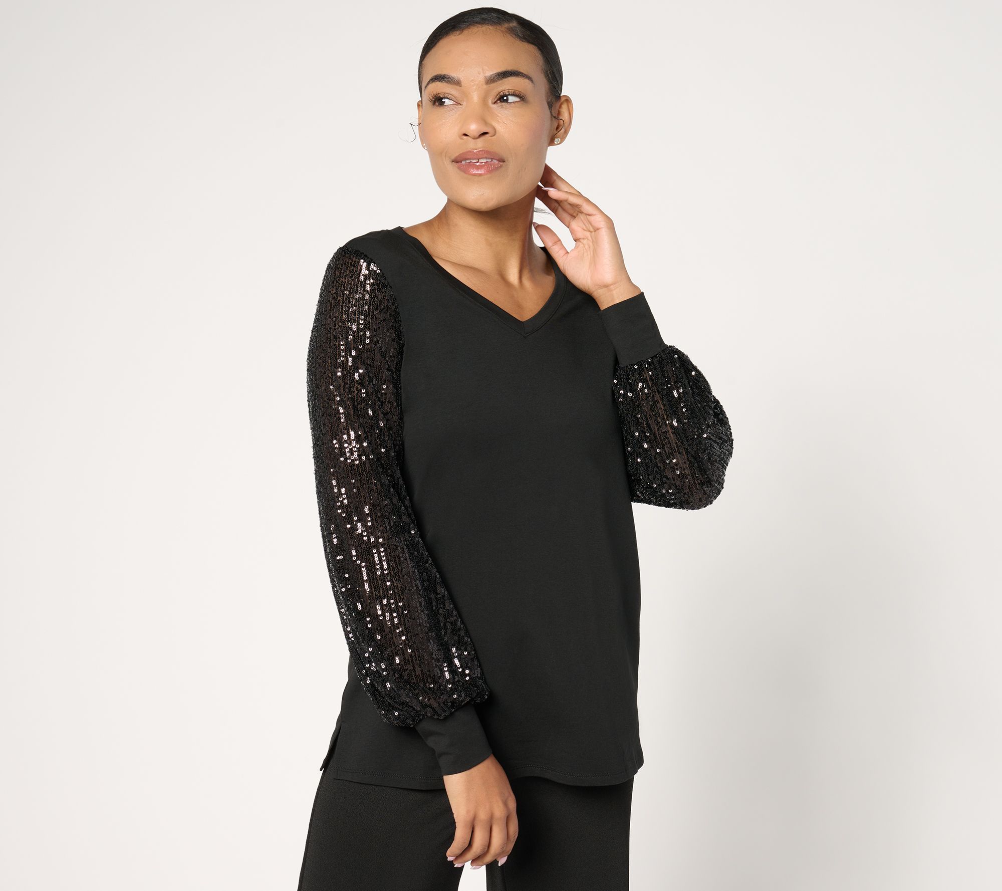 Jingle Belles by Kim Gravel TripleLuxe Knit Dress for Joy Sequin Top