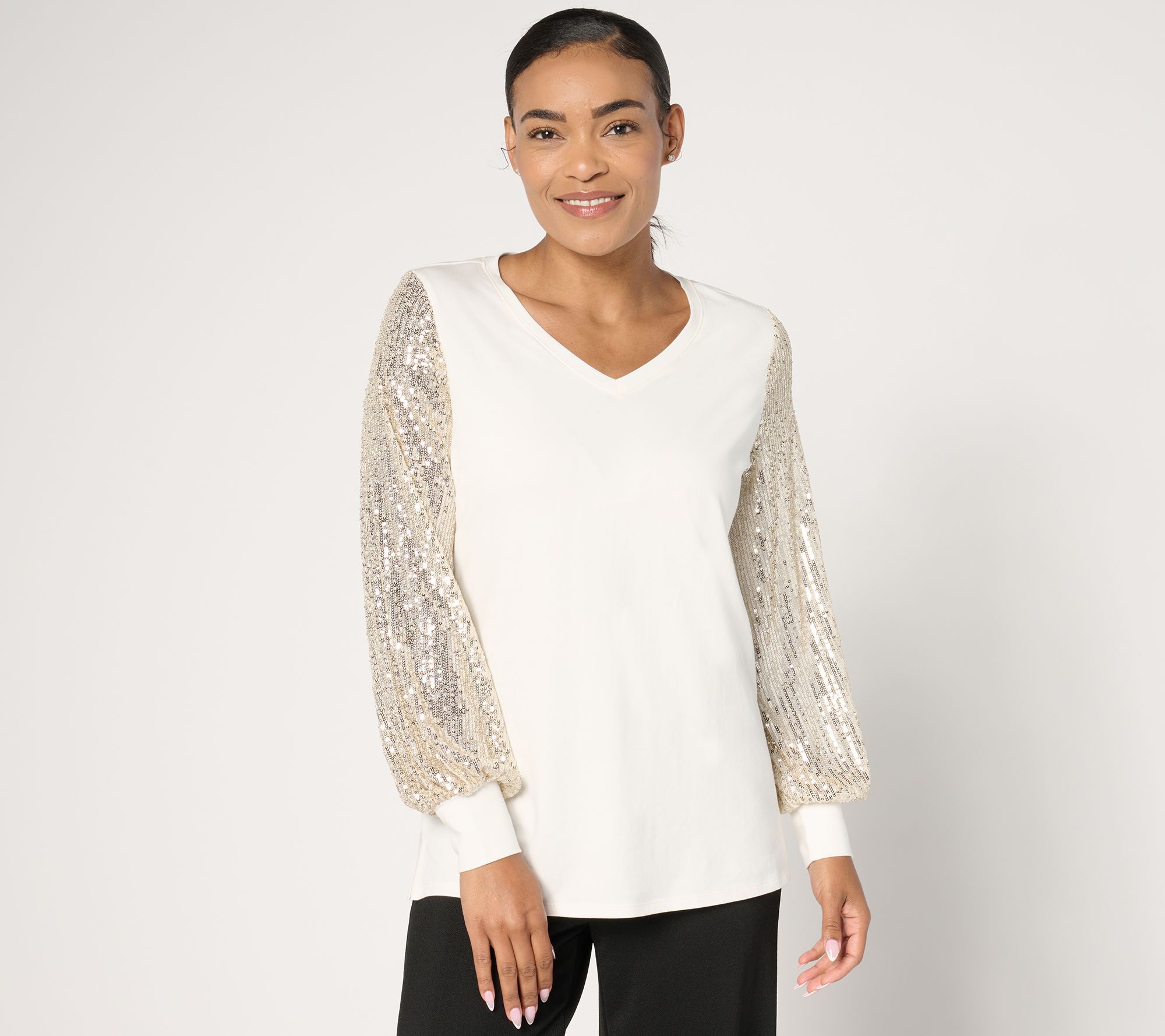 Jingle Belles by Kim Gravel TripleLuxe Knit Dress for Joy Sequin Top