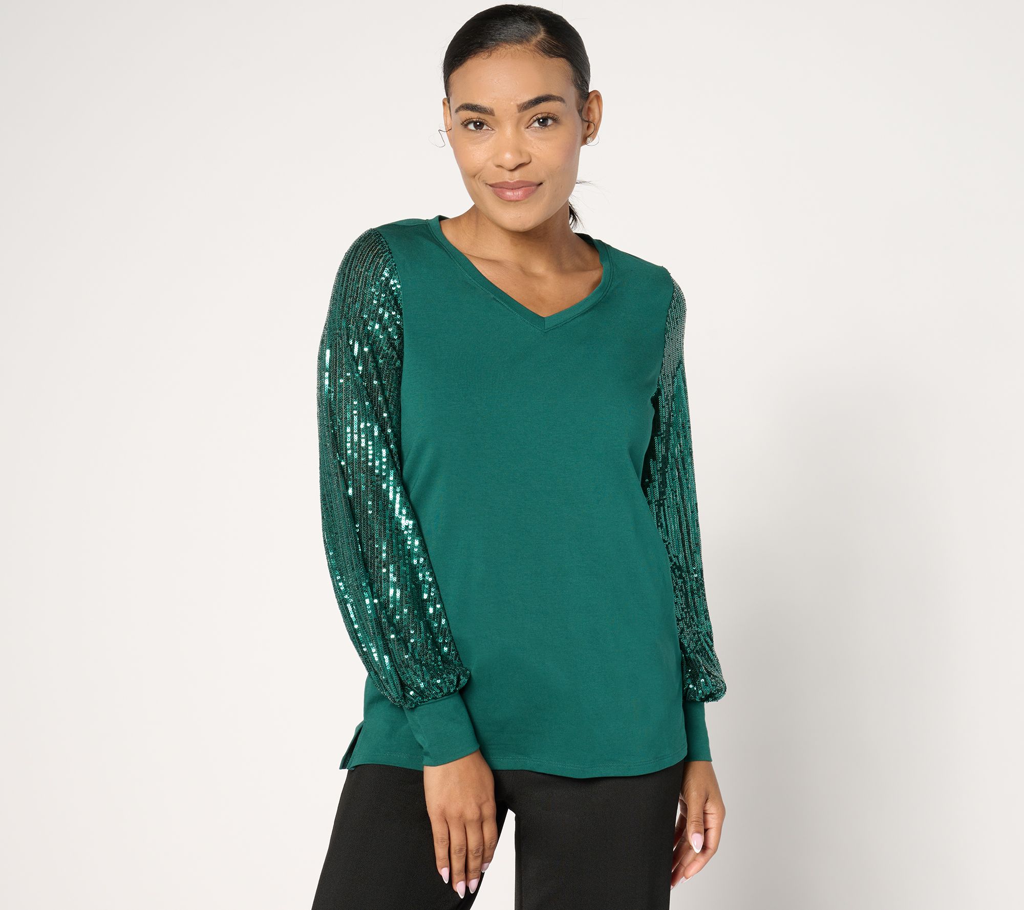 Jingle Belles by Kim Gravel TripleLuxe Knit Dress for Joy Sequin Top