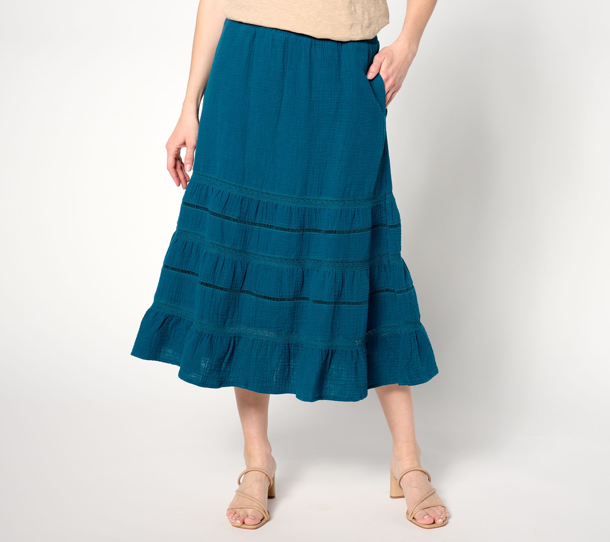 "As Is" Isaac Mizrahi Live! Tall Bridgehampton Tiered Skirt