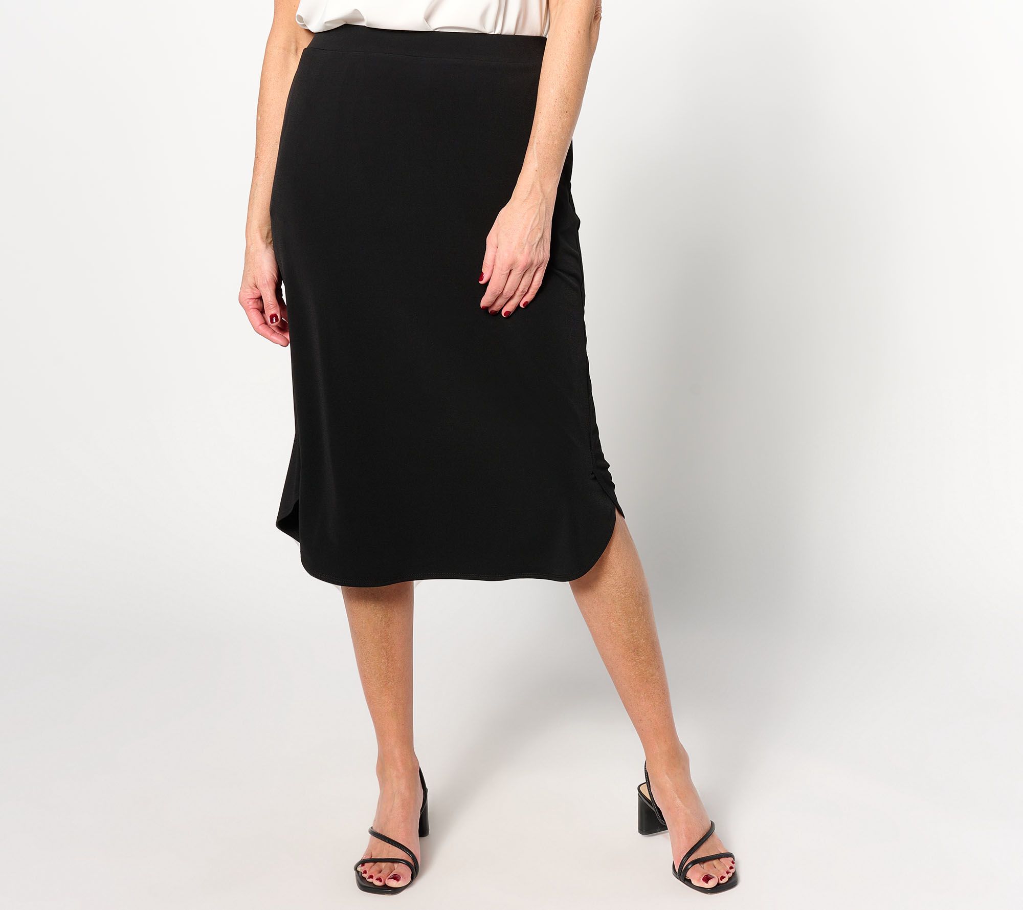 "As Is" Susan Graver Petite Modern Essentials Curve Hem Skirt
