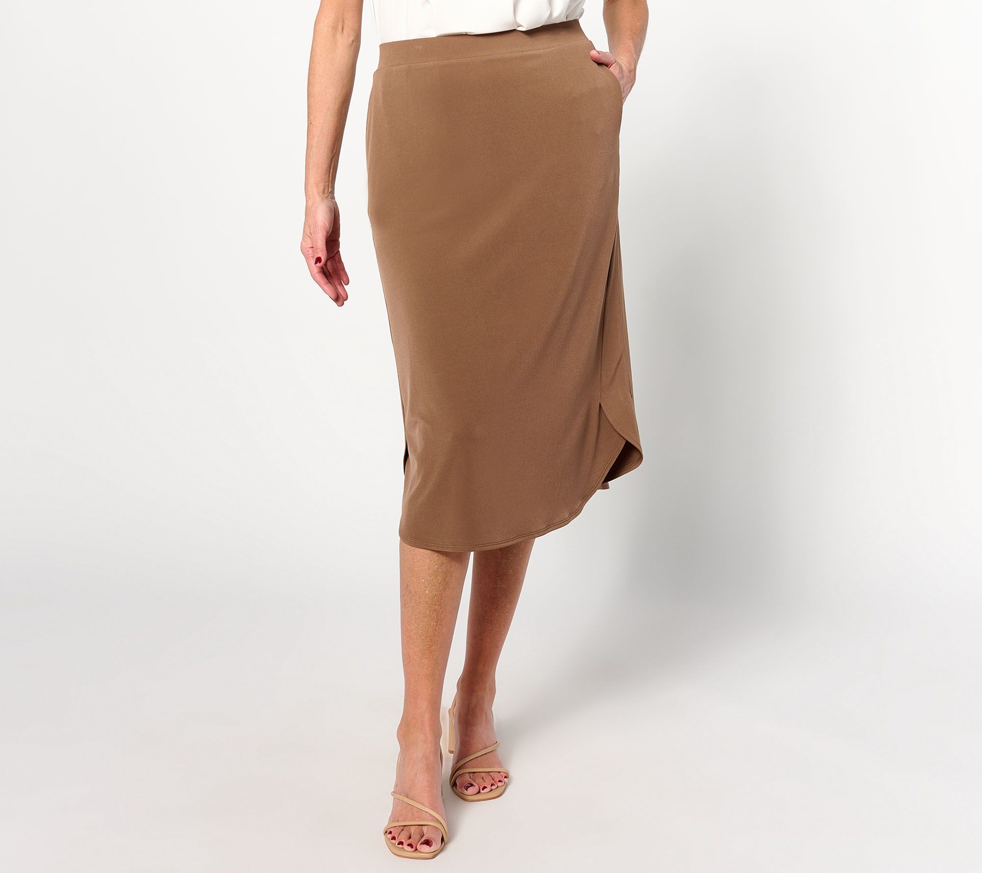"As Is" Susan Graver Petite Modern Essentials Curve Hem Skirt