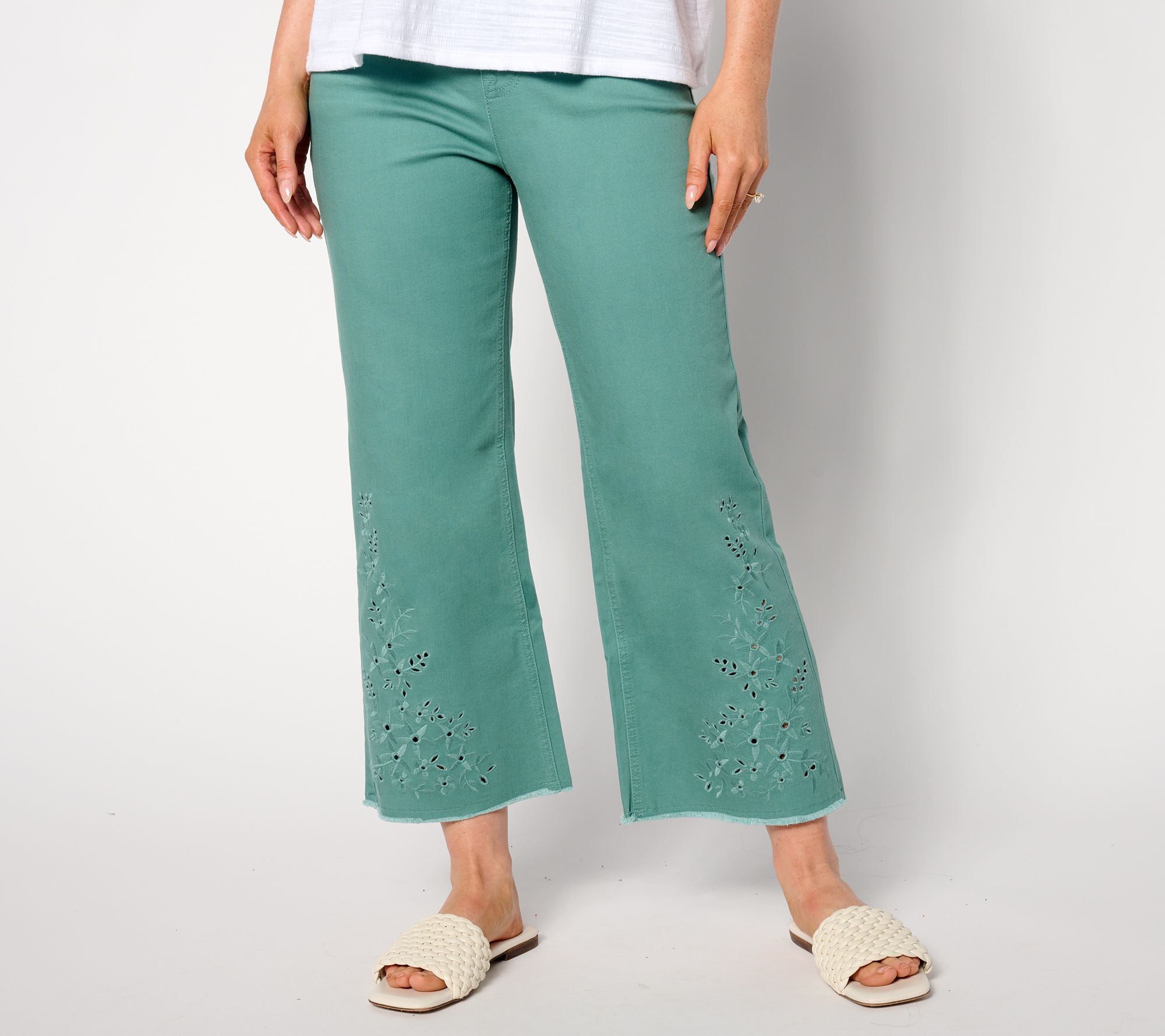 "As Is" Isaac Mizrahi Live! Petite True Denim Crop Wide Leg Jeans