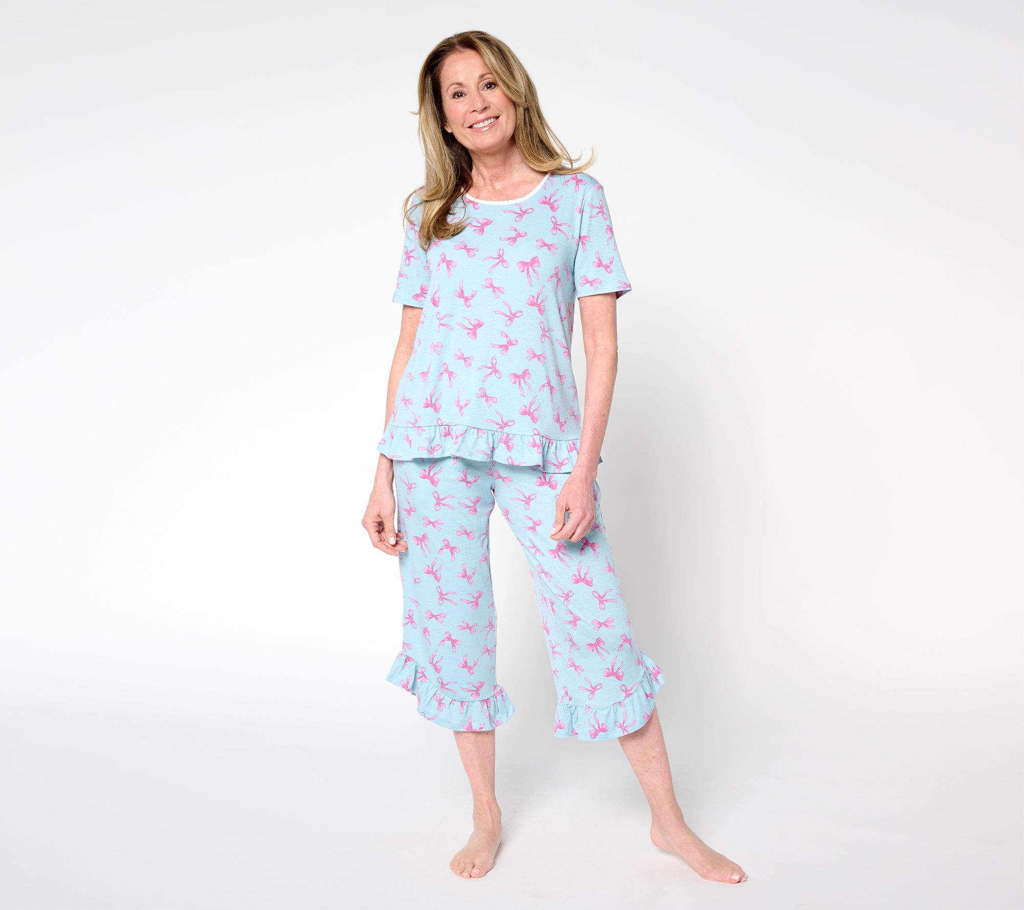 Cuddl Duds Classic Jersey Ruffle Capri Pajama Set