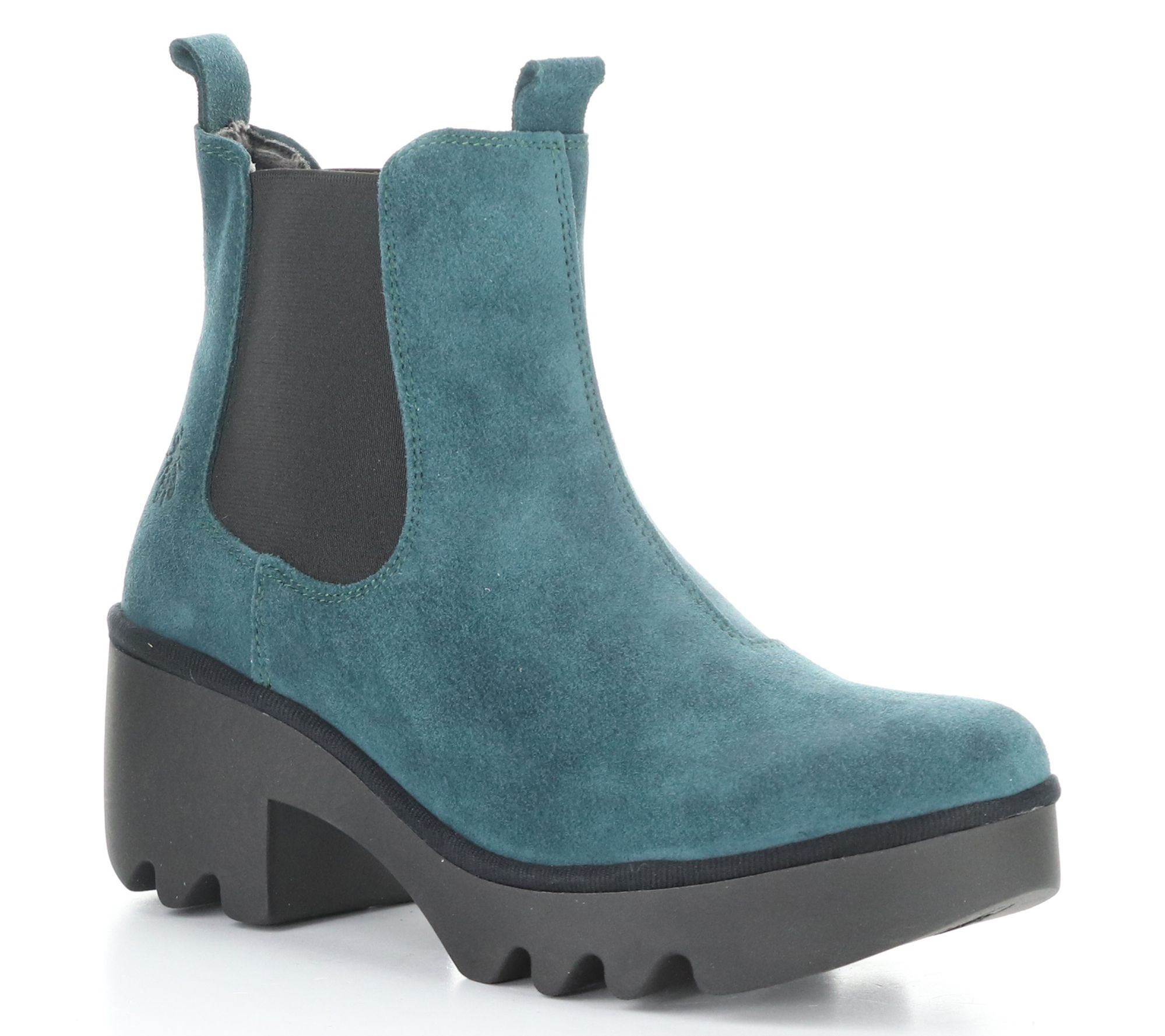 Fly London Oil Suede Pull On Block Heel Boot- Trig