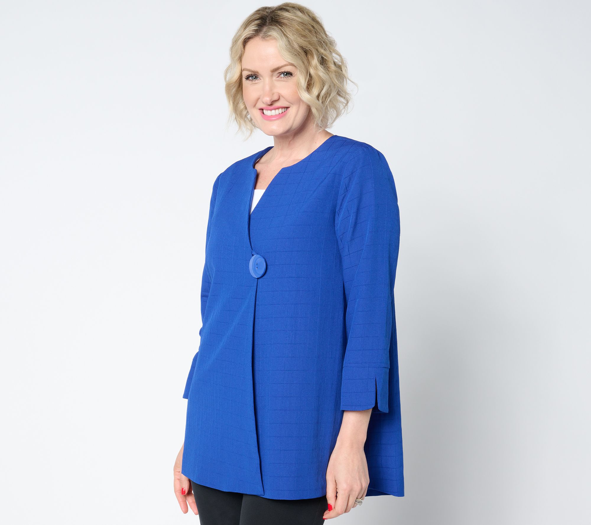 "As Is" GRAVER Susan Graver Petite Textured Woven Swing Jacket