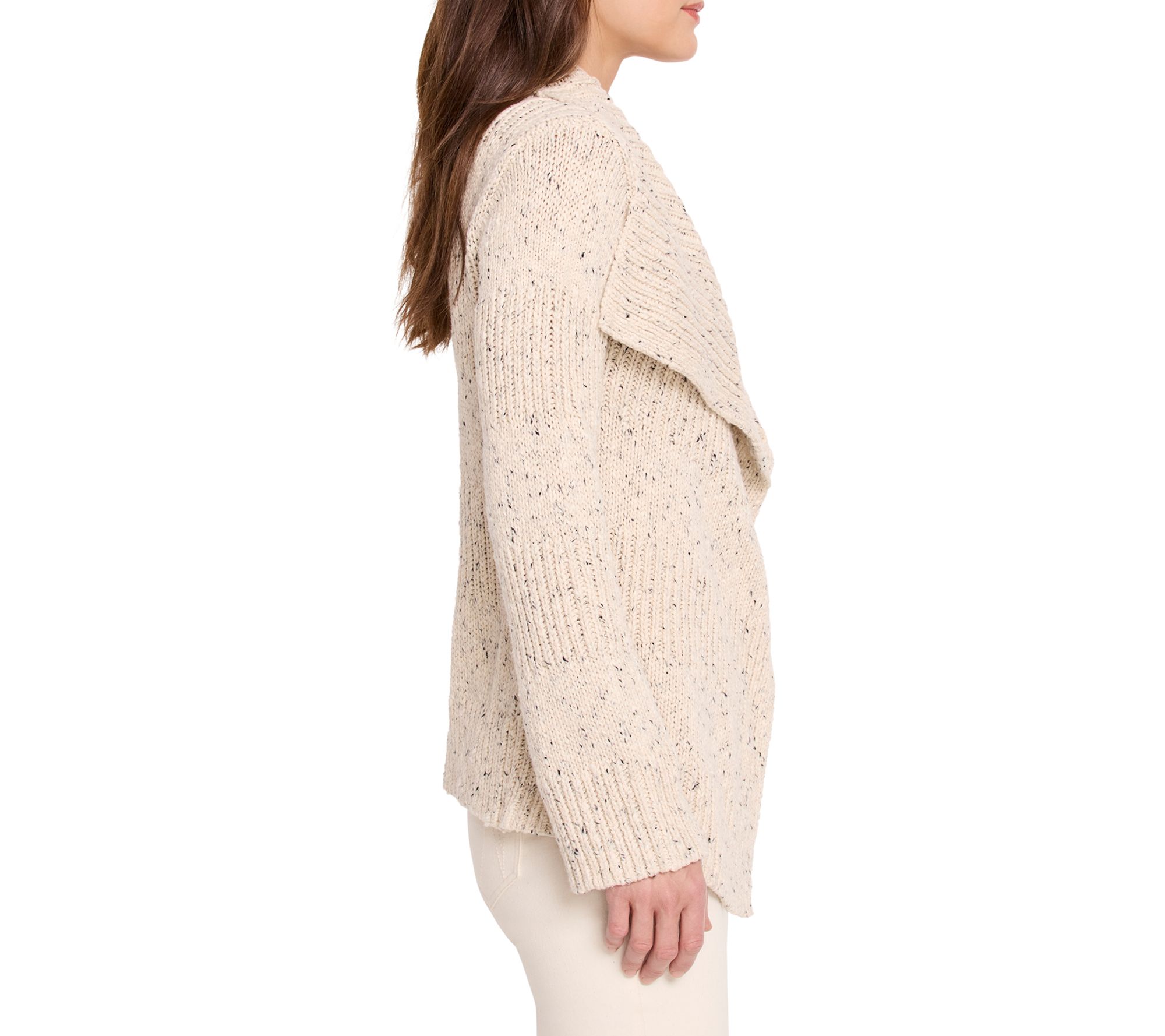 NIC+ZOE Texture Tweed Waterfall Cardigan - QVC.com