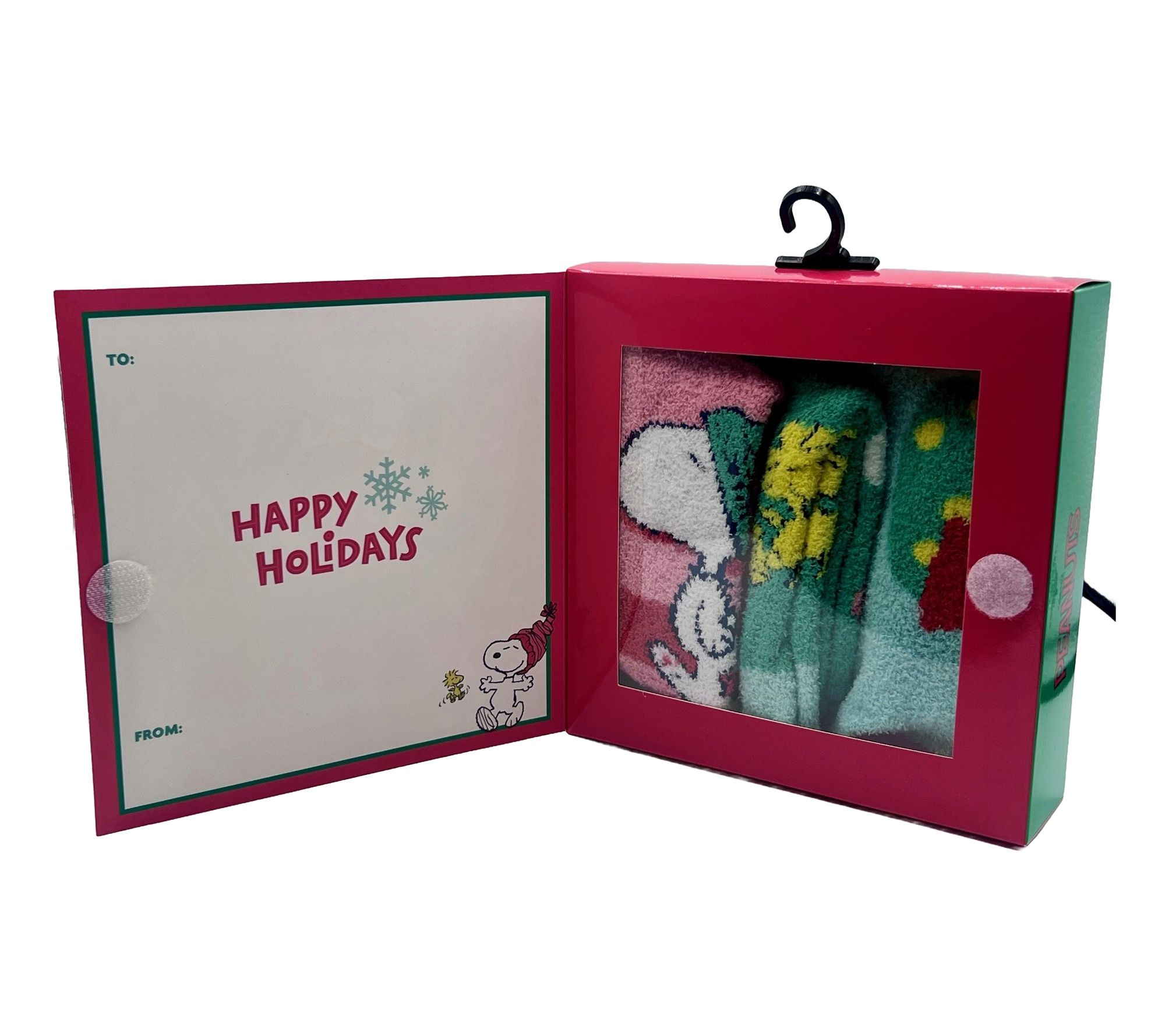 Peanuts Ladies' Greeting Card Box Holiday Cozy Crew Socks Set