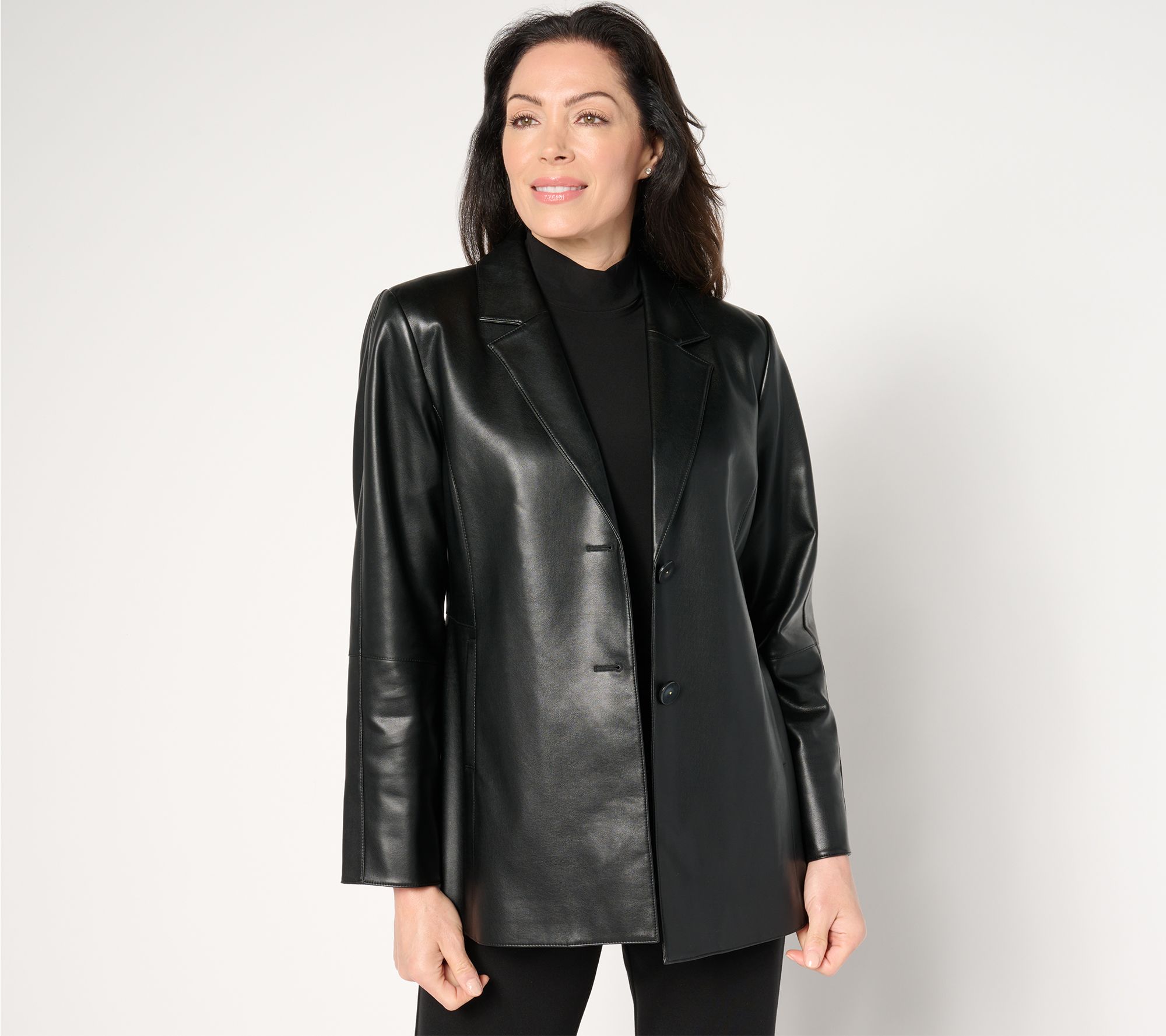 "As Is" Dennis Basso Petite Luxe Faux Leather Jacket