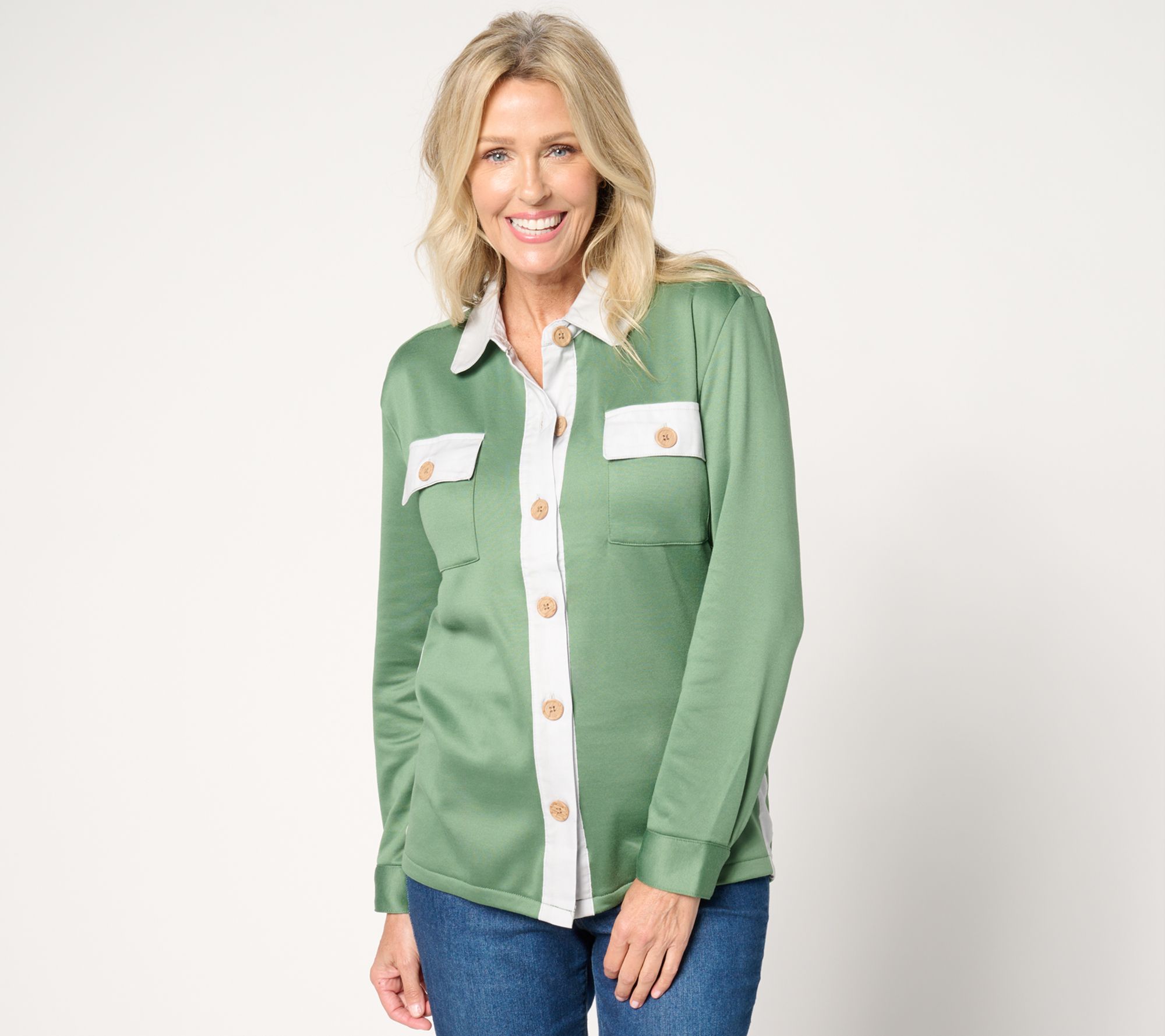 "As Is" MUK LUKS Quilted Knit Contrast Shacket