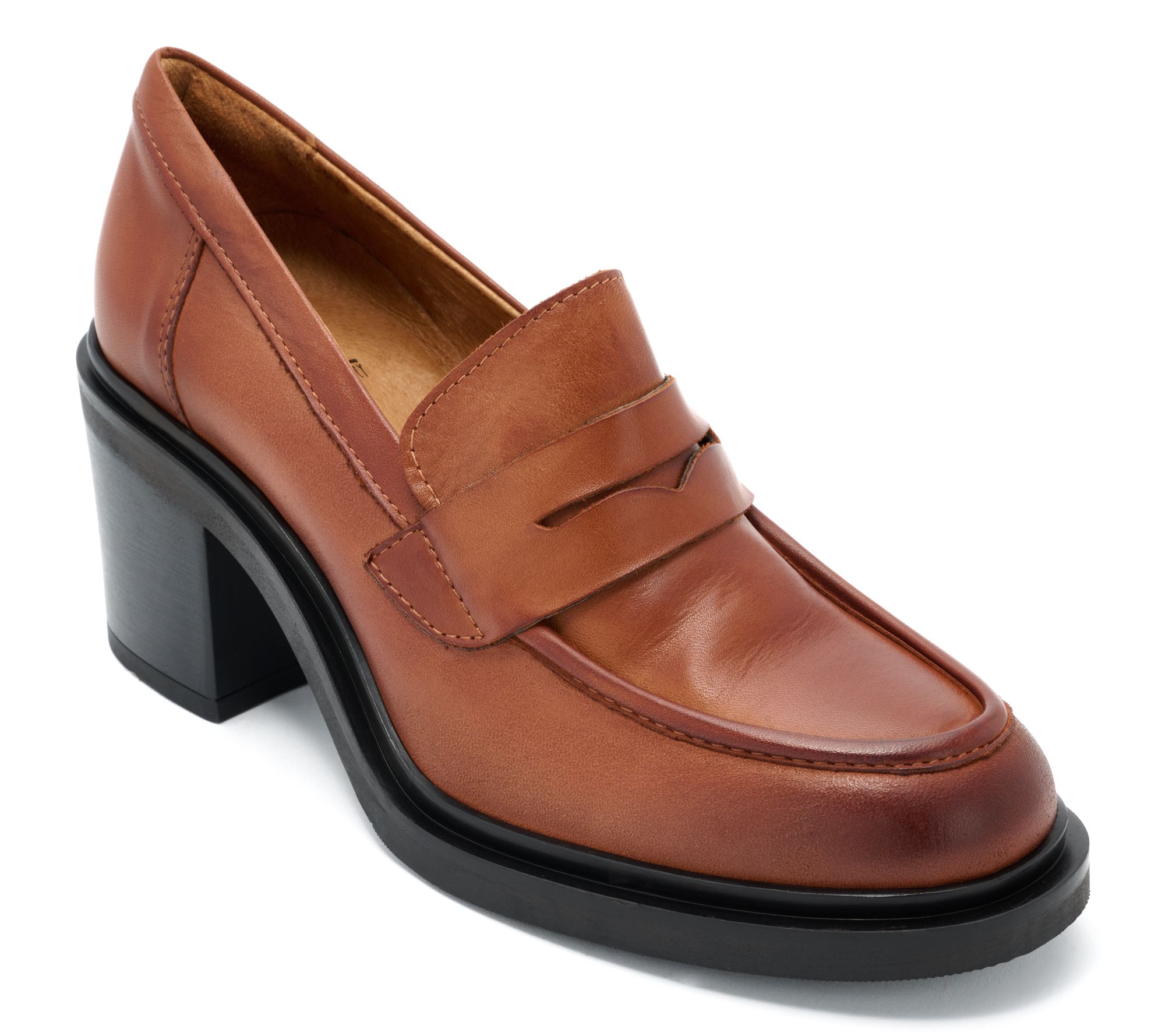 As Is Miz Mooz Leather Heeled Loafers - Day