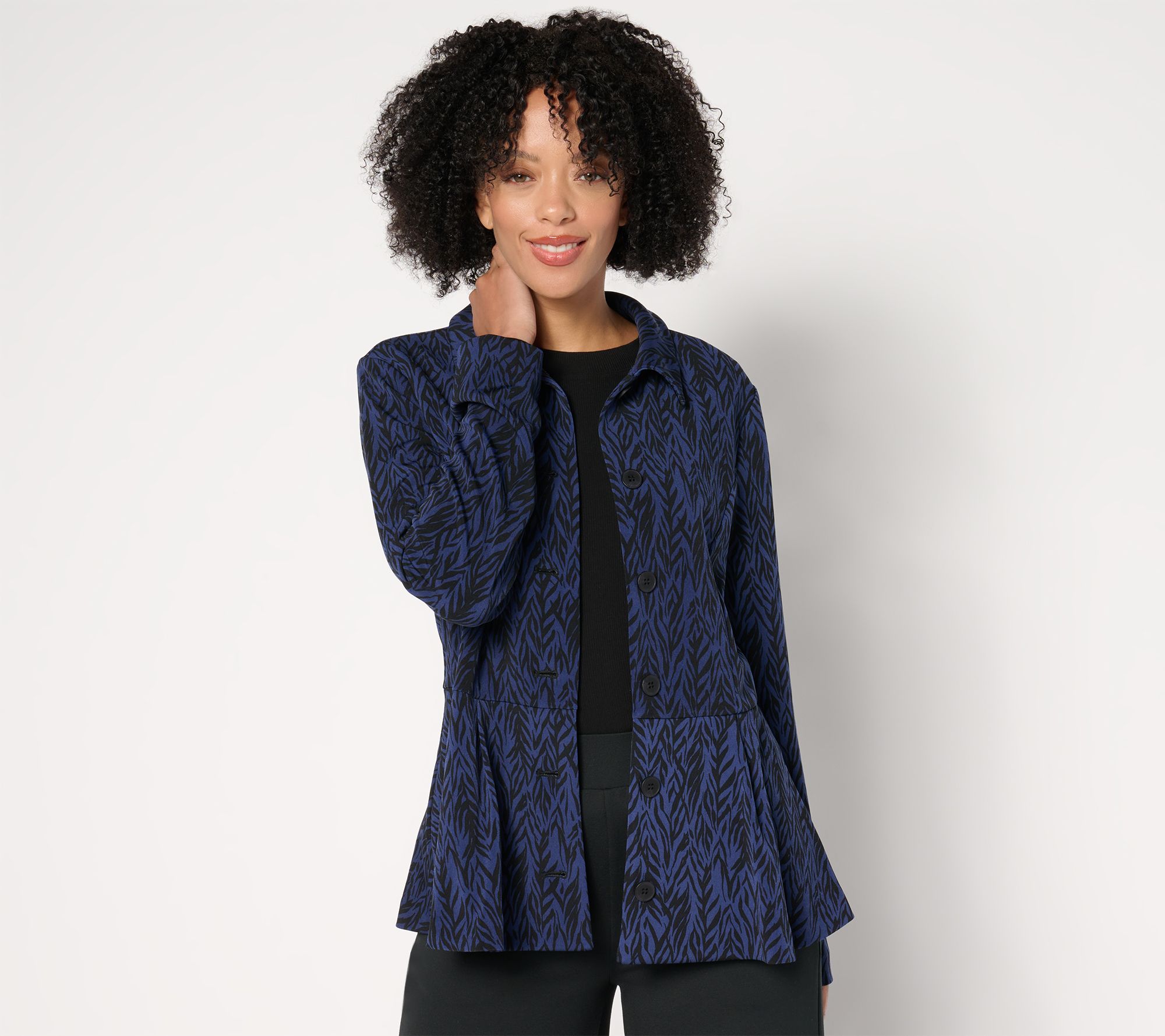 "As Is" GRAVER Susan Graver Printed LK Button-Front Jacket