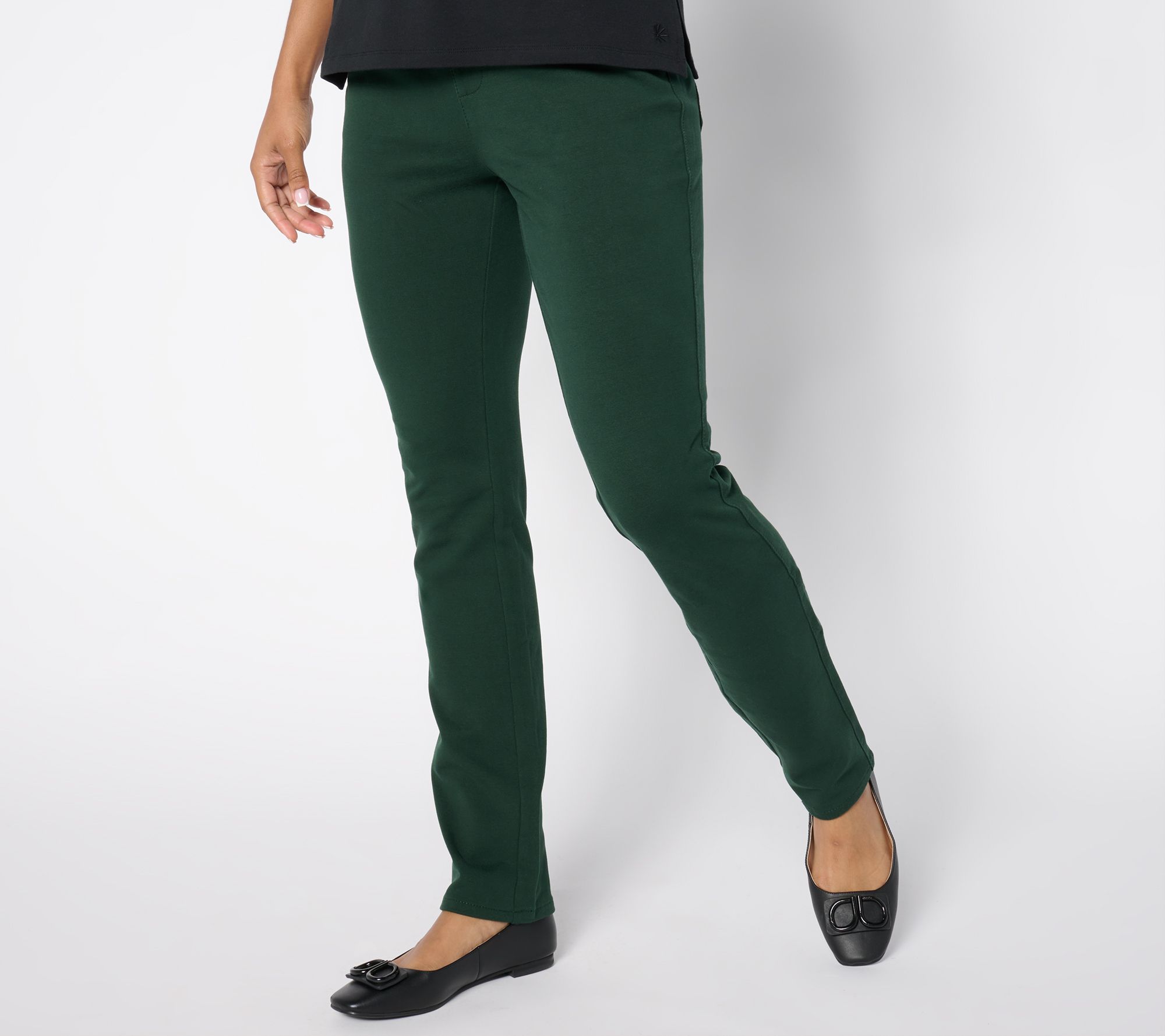 "As Is" Quacker Factory DreamJeannes Short Flat Waist Pants