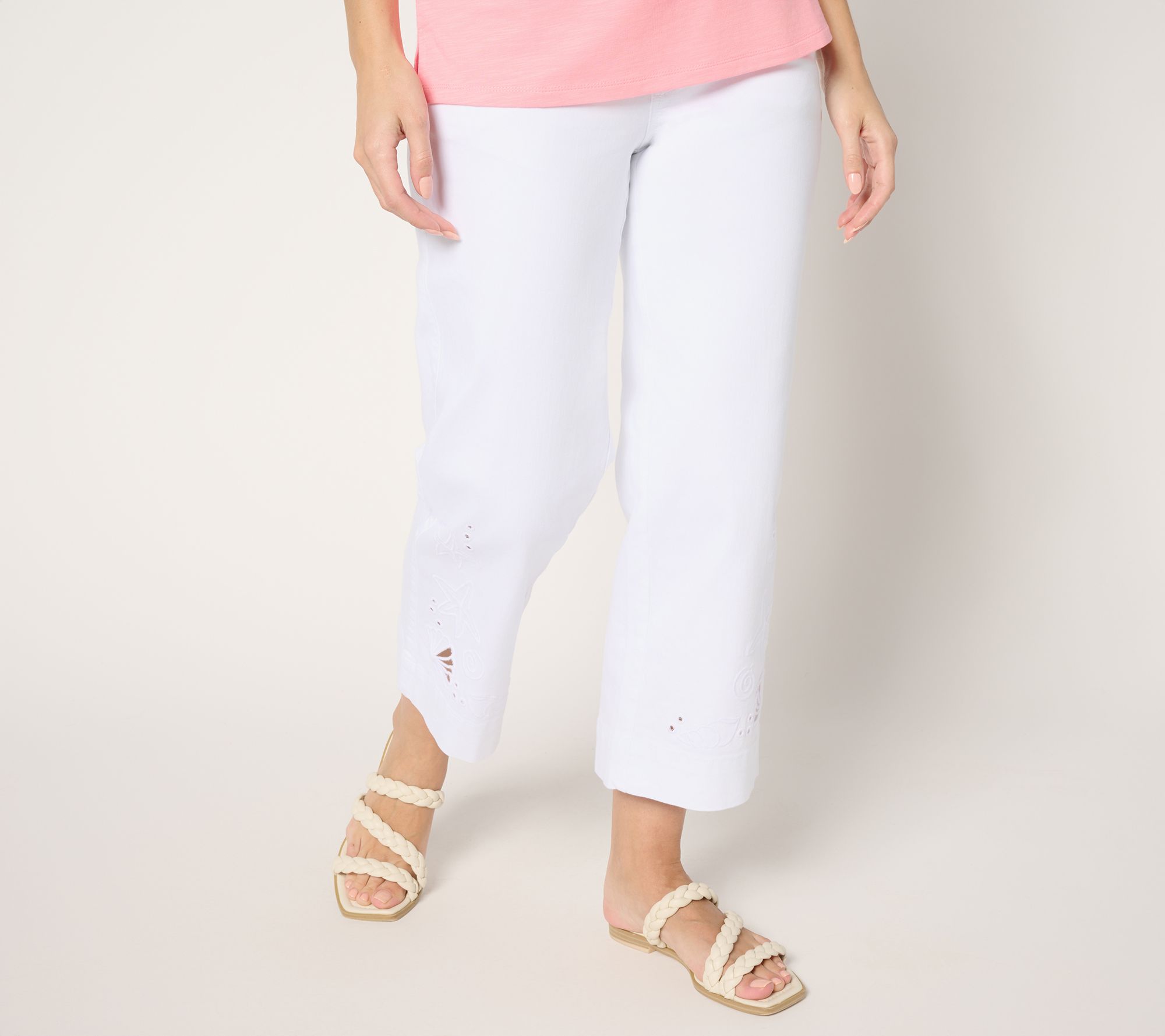 Belle by Kim Gravel Petite TripleLuxe Twill Sealife Eyelet Crop