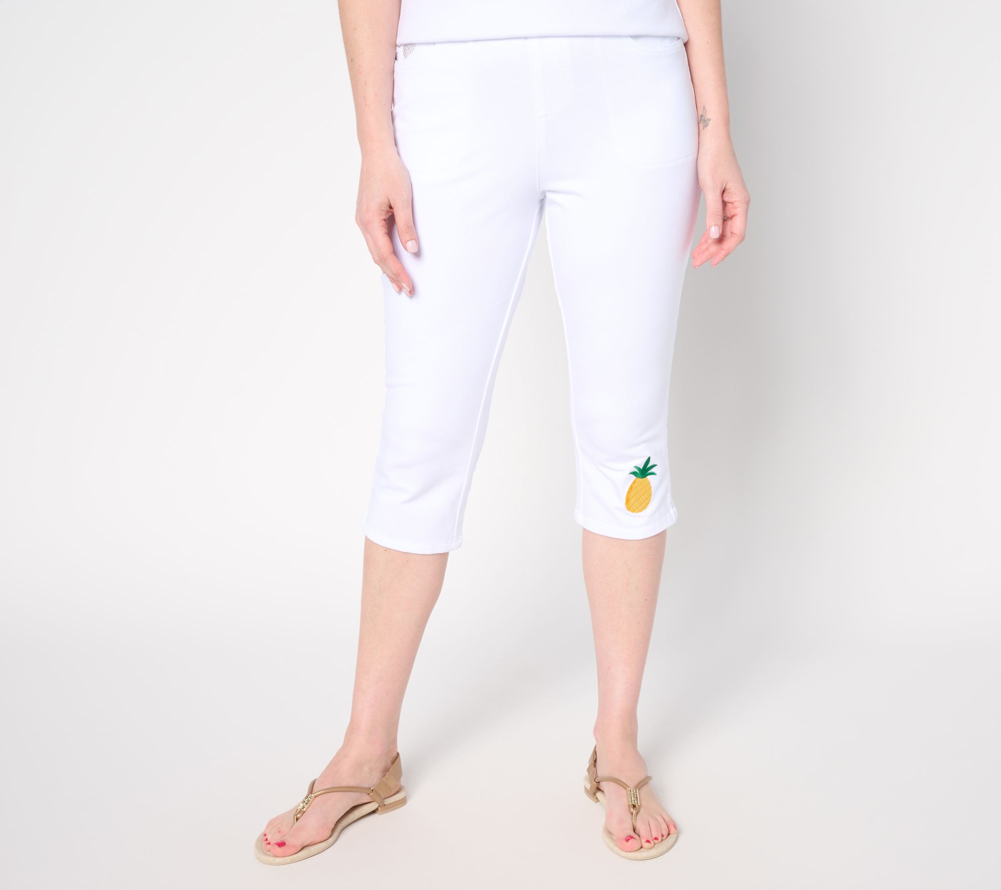 Quacker Factory DreamJeannes Cutie Fruity Embellished 19" Capri Pants