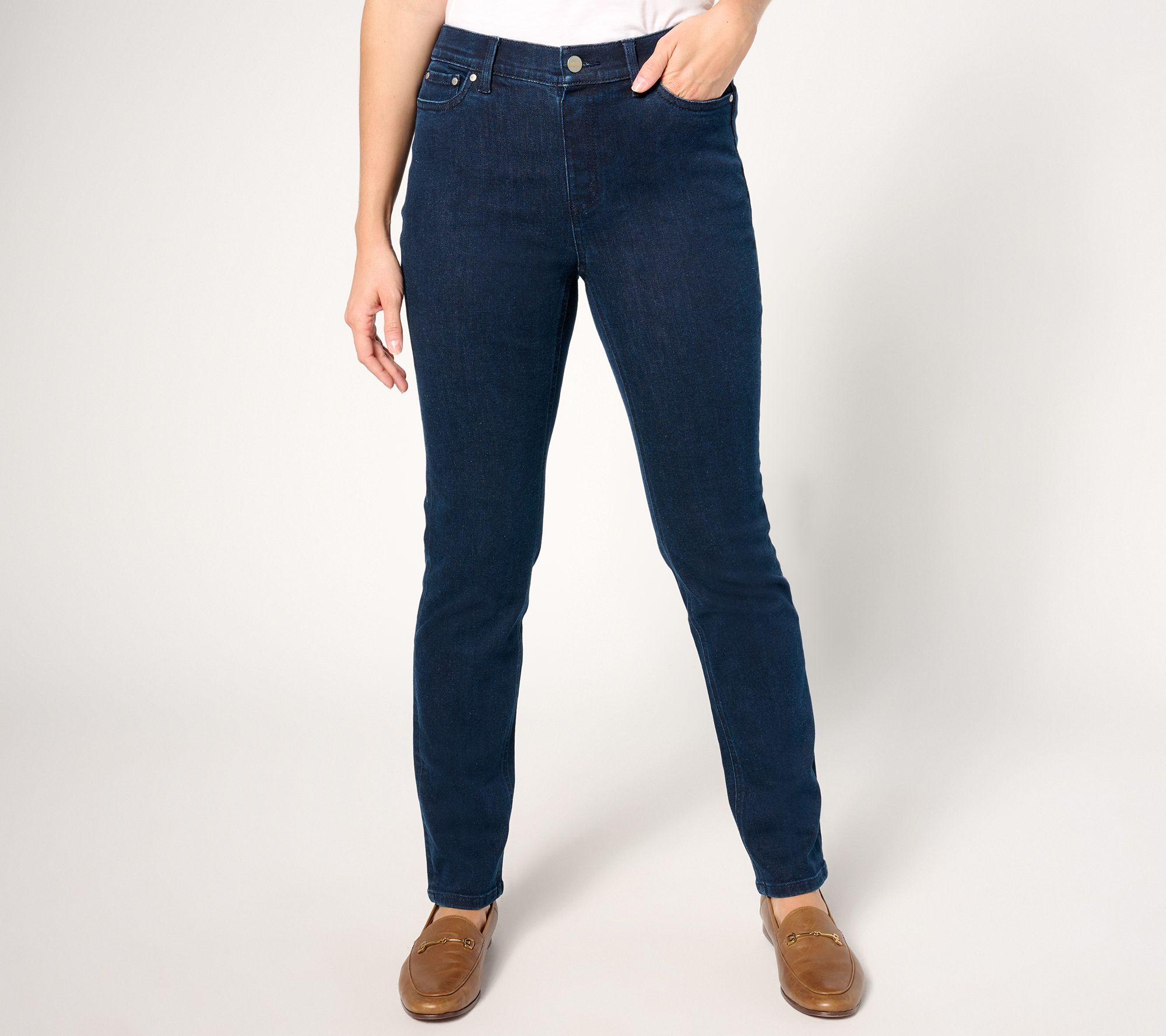 "As Is" Denim & Co. Signature Regular Indigo Perfect Flex Pull-On Jean
