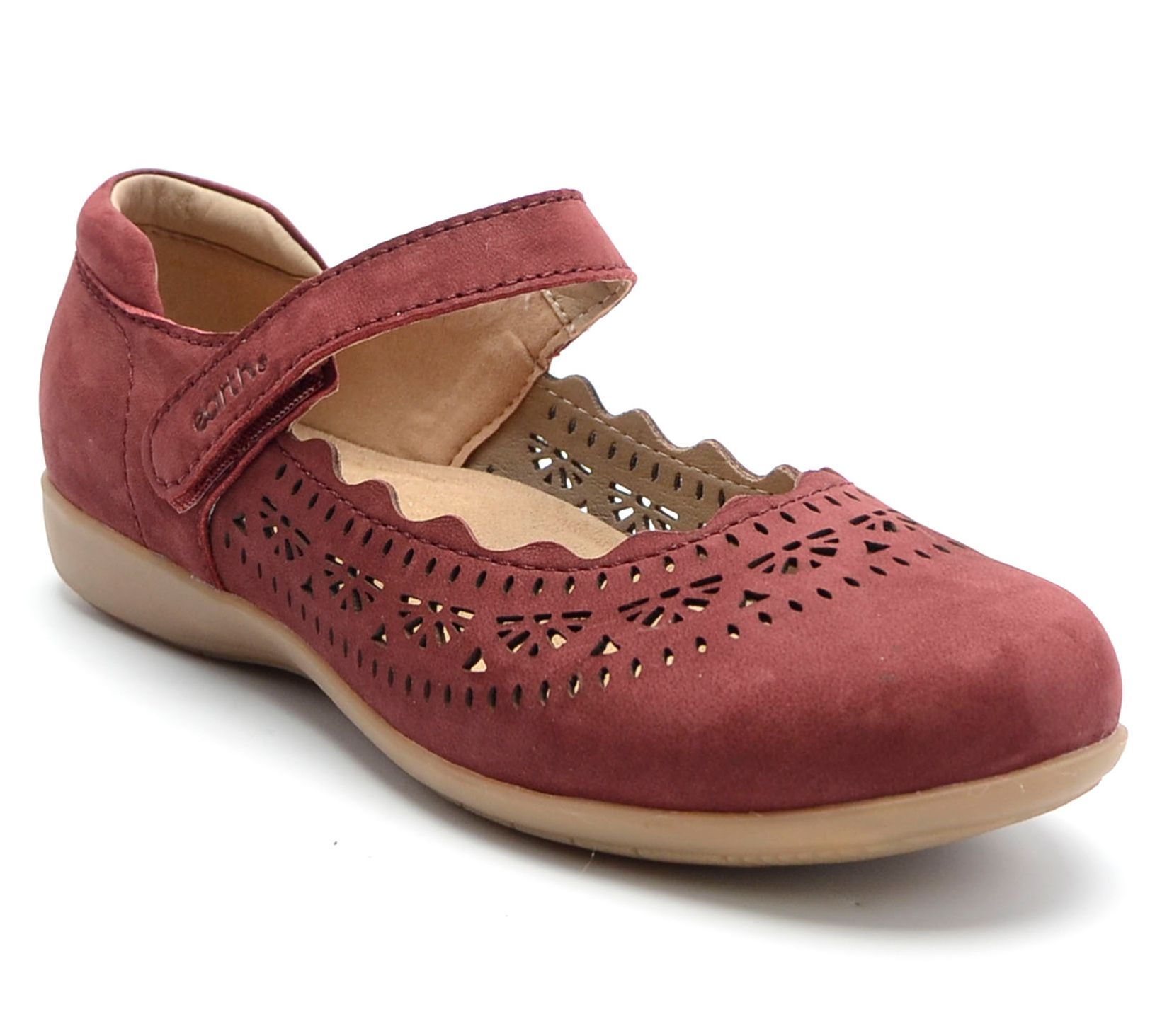 Earth Leather Perforated Adjustable Mary-Janes - Brady
