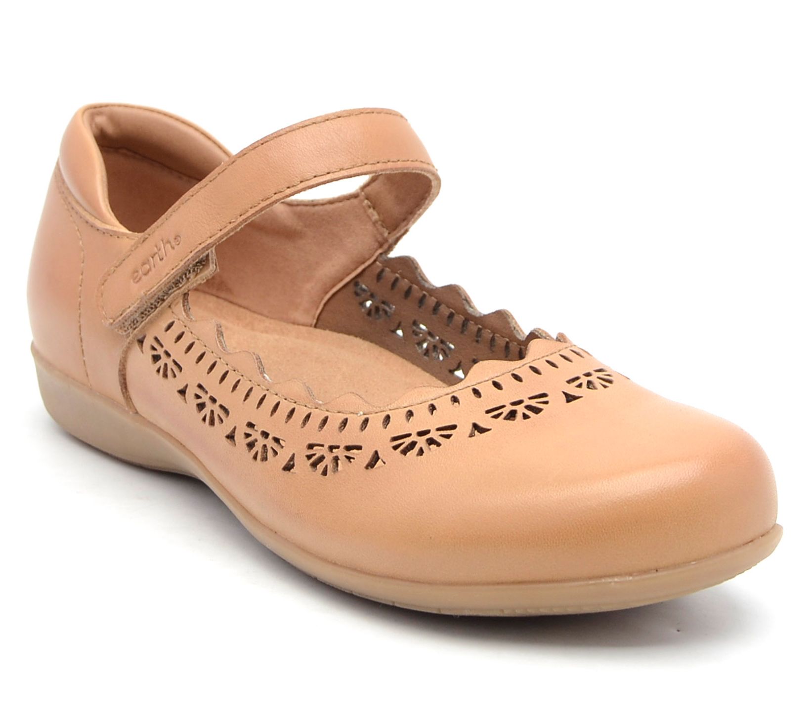 Earth Leather Perforated Adjustable Mary-Janes - Brady