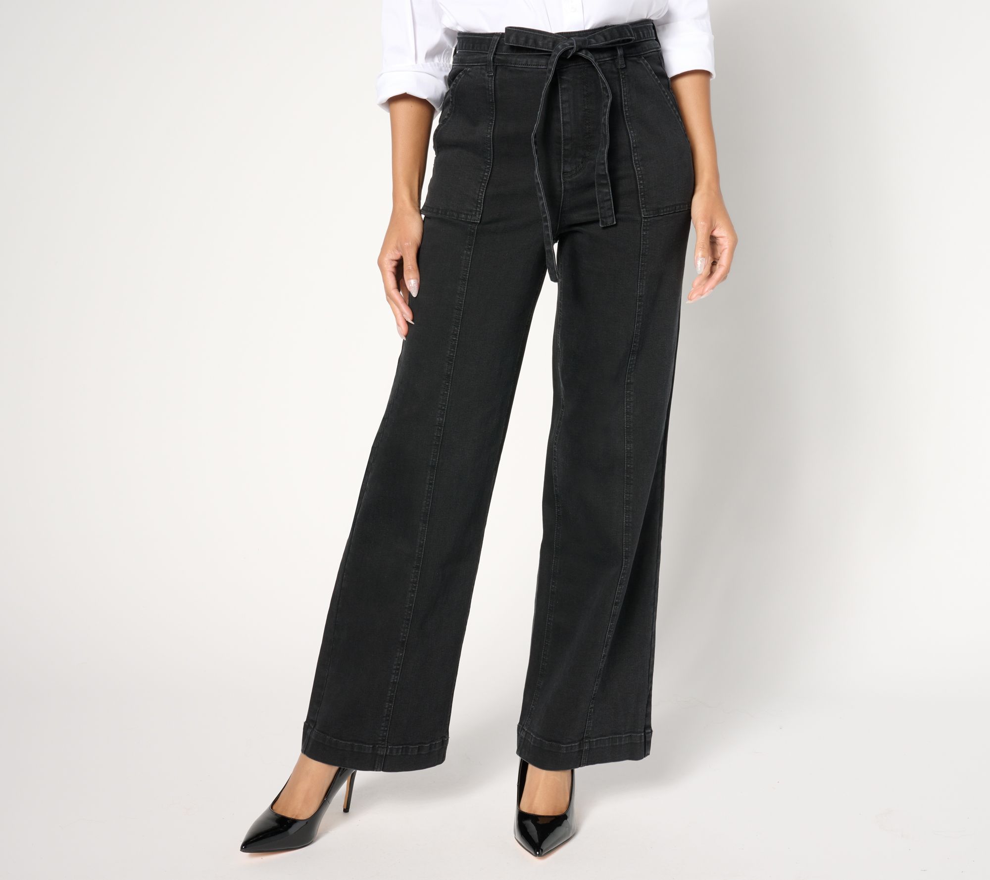 "As Is" Isaac Mizrahi Live! Regular True Denim Black Trouser Jeans