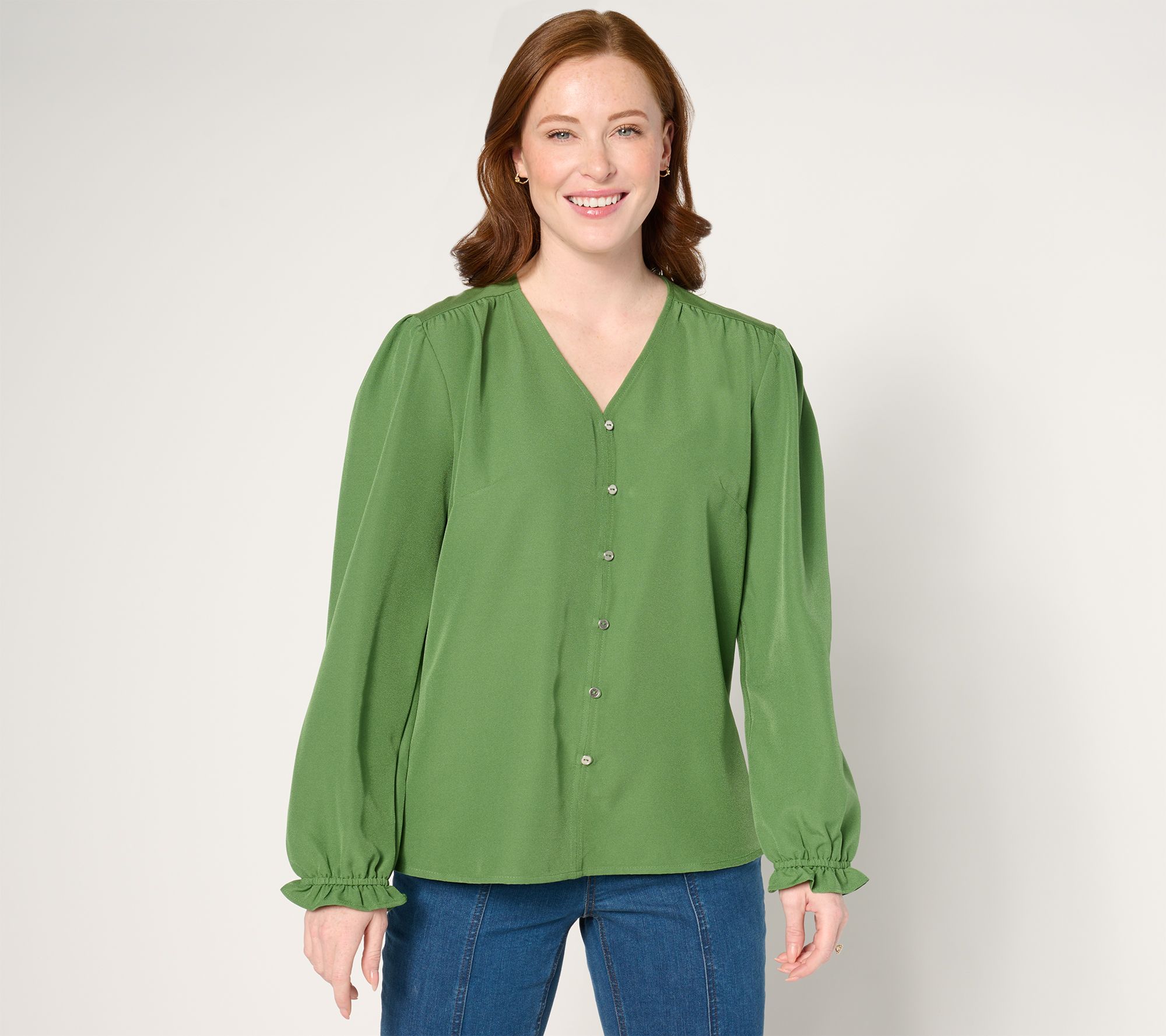 "As Is" Denim & Co. Mixed Media Woven Knit Long Sleeve Top