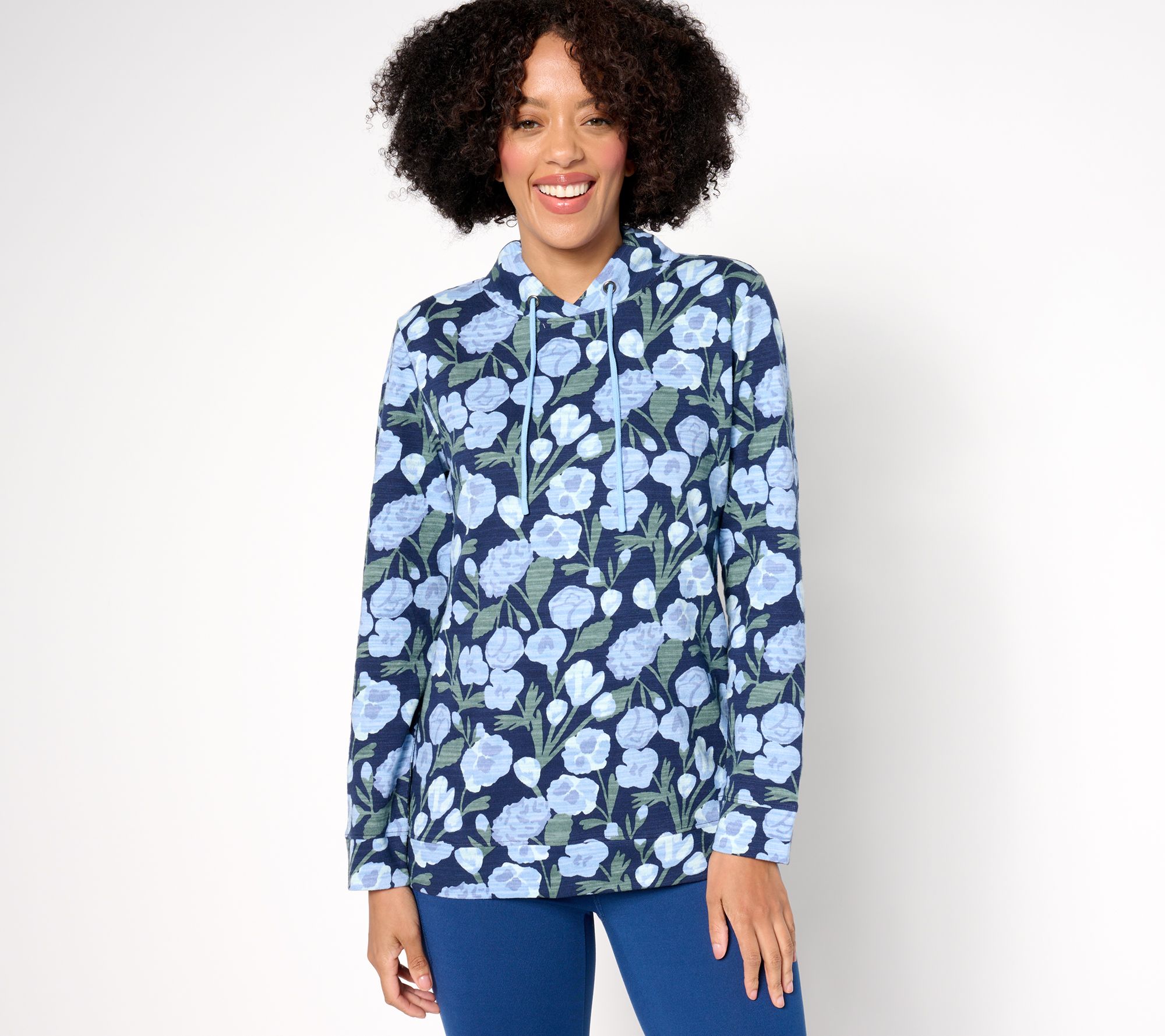 "As Is" Denim & Co. Active Cozy Cotton Funnel Neck Pullover