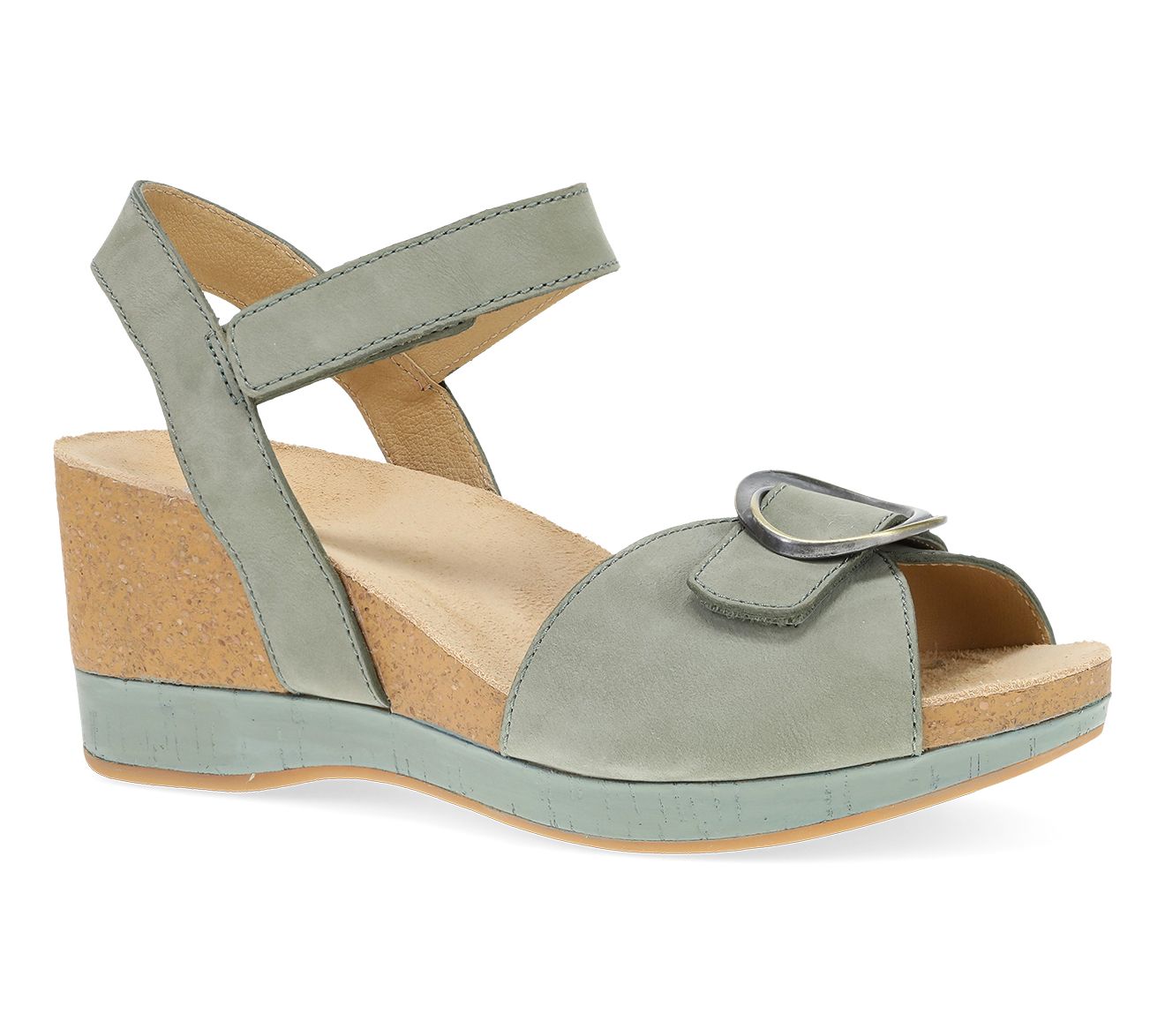 Dansko Stella Sage Milled Nubuck Leather Wedge Sandal