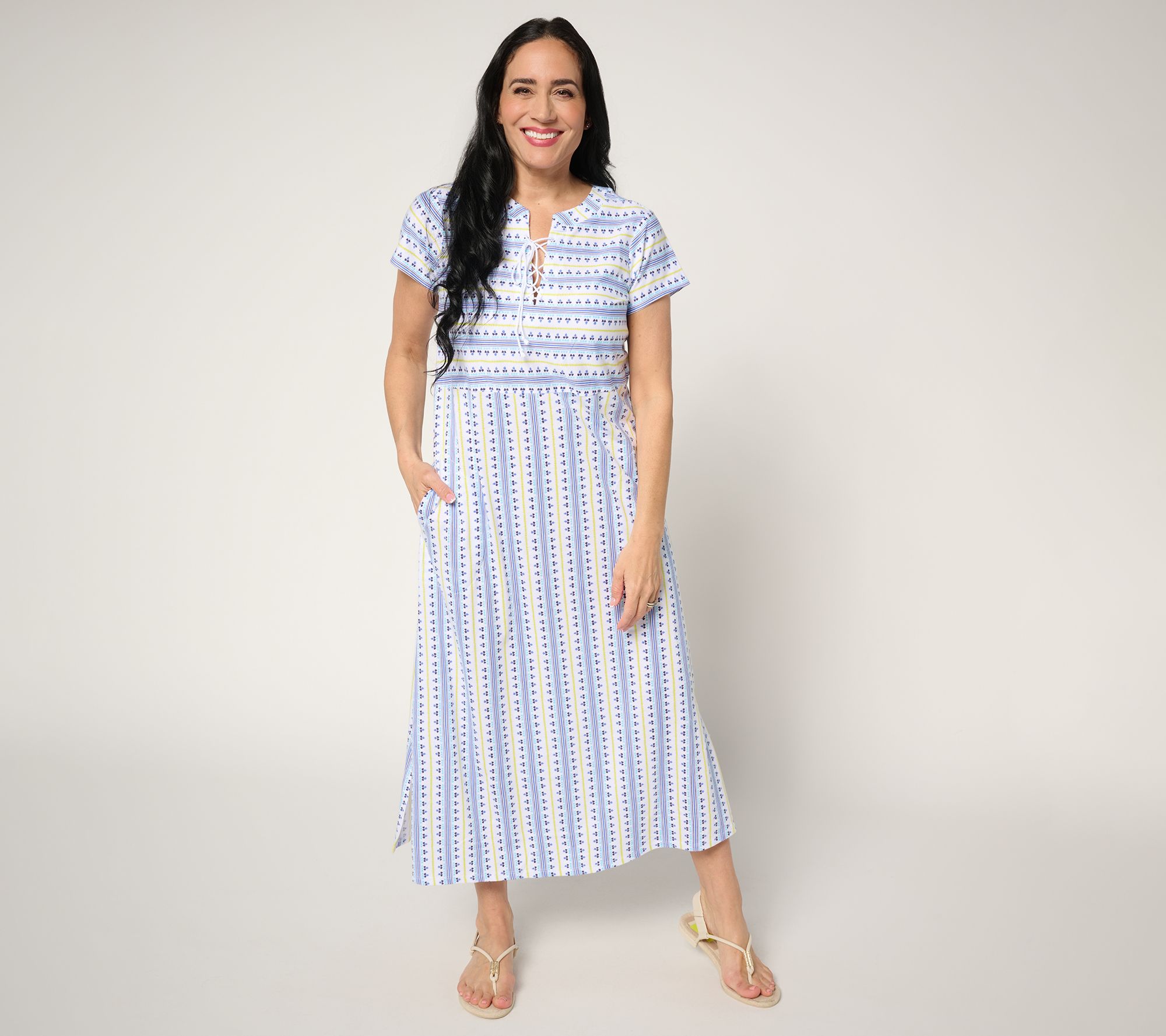 "As Is" Stan Herman 100% Cotton Printed Maxi Dress