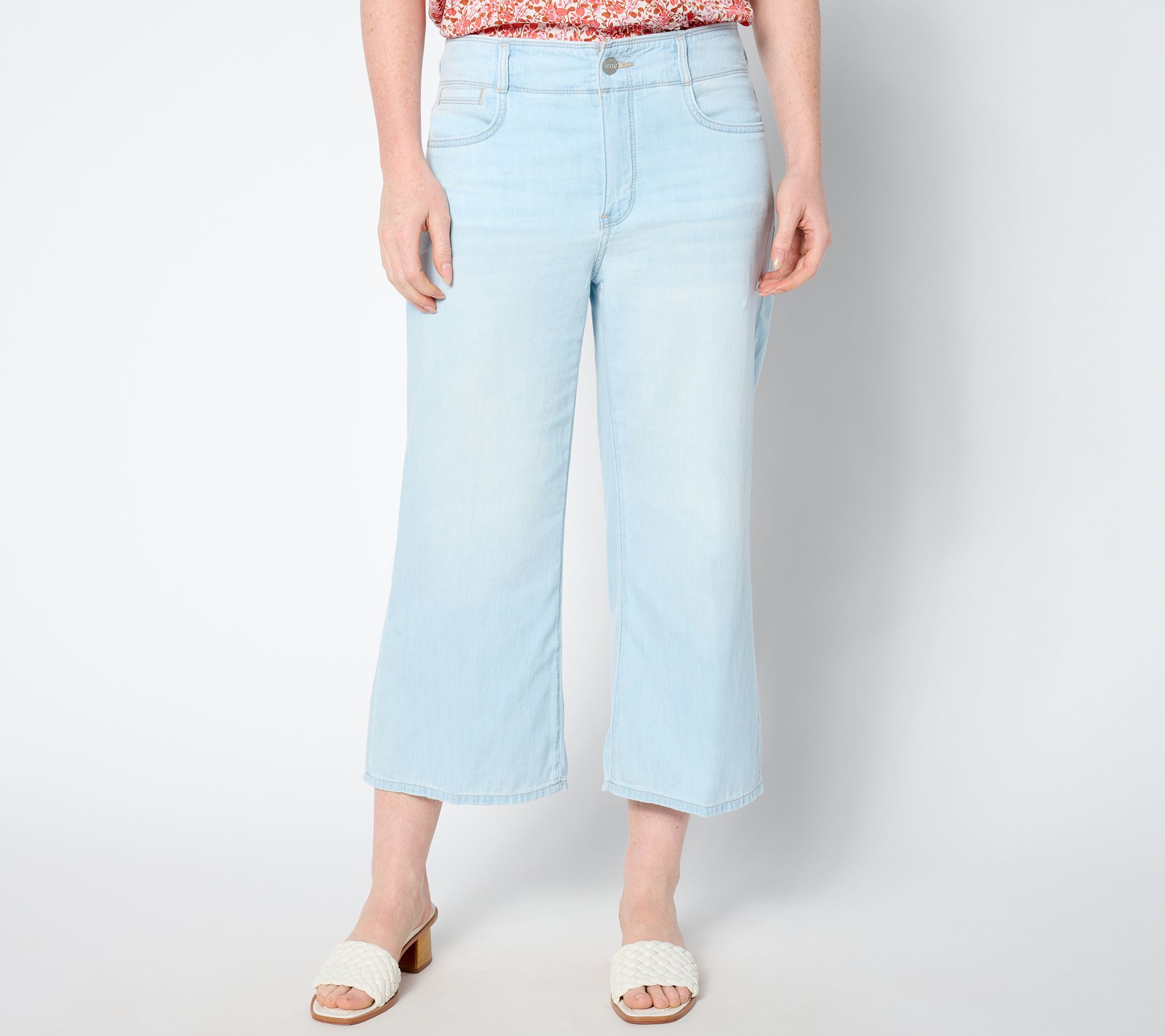 "As Is" NYDJ High Rise Brigitte Wide Leg Capri - Oceanfront