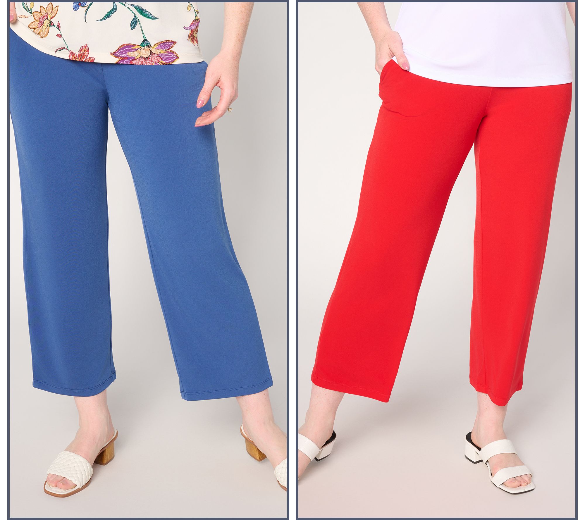  Susan Graver Essentials Petite Liquid Knit Set of 2 Crop Pants