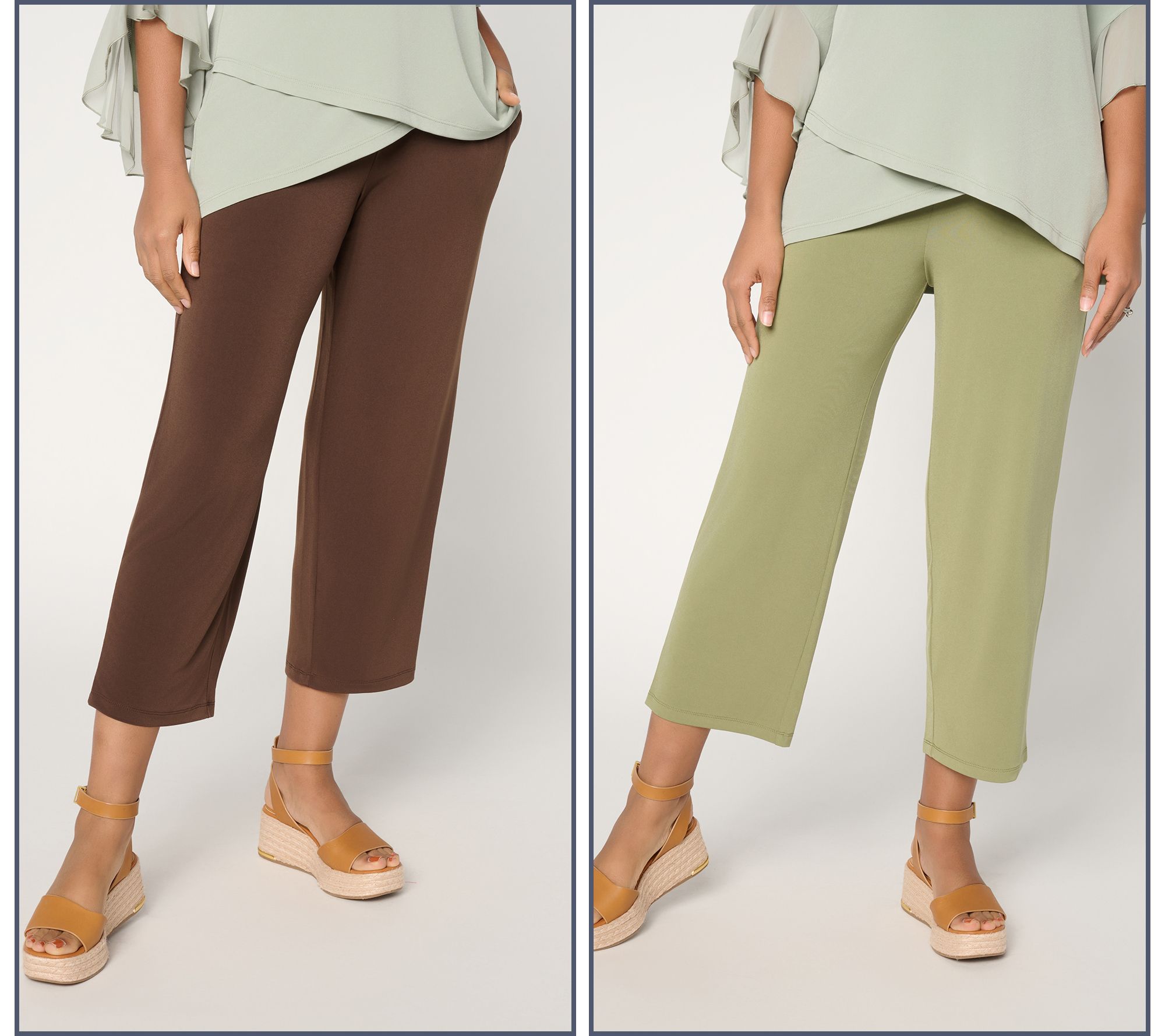 Susan Graver Essentials Petite Liquid Knit Set of 2 Crop Pants