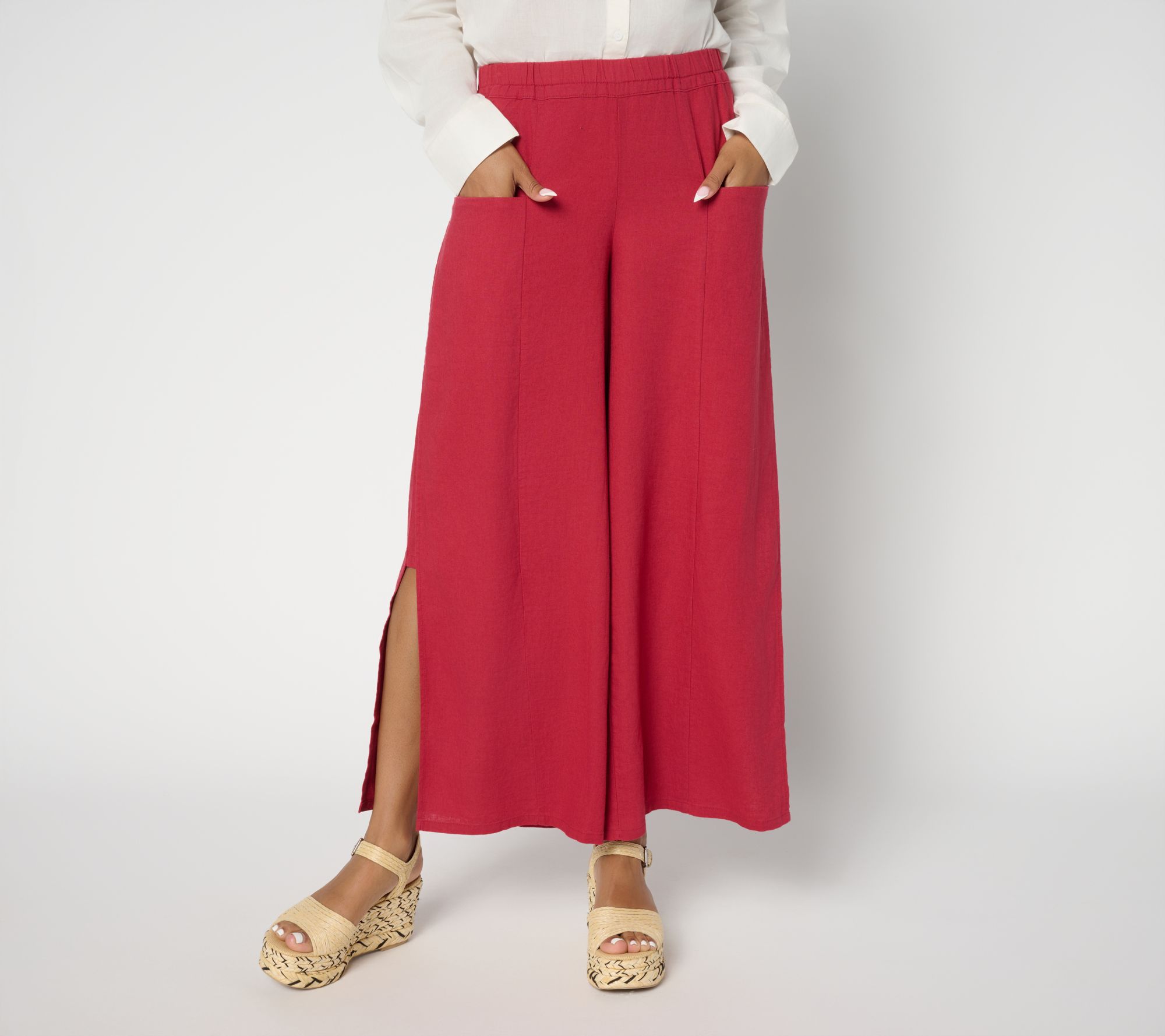 "As Is" Peace Love World Boheme Reg Linen Blend Side Panel Pant