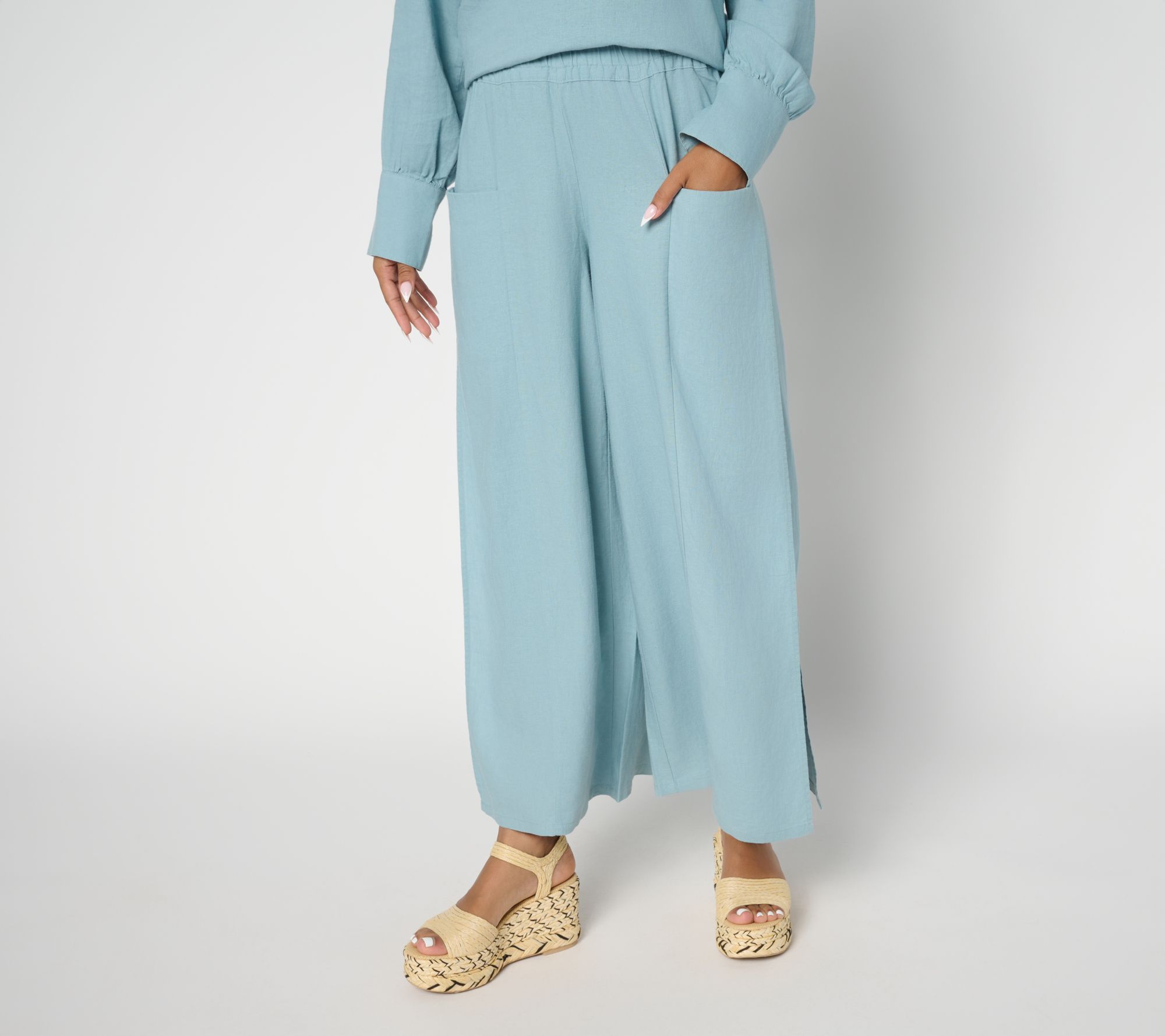 "As Is" Peace Love World Boheme Reg Linen Blend Side Panel Pant