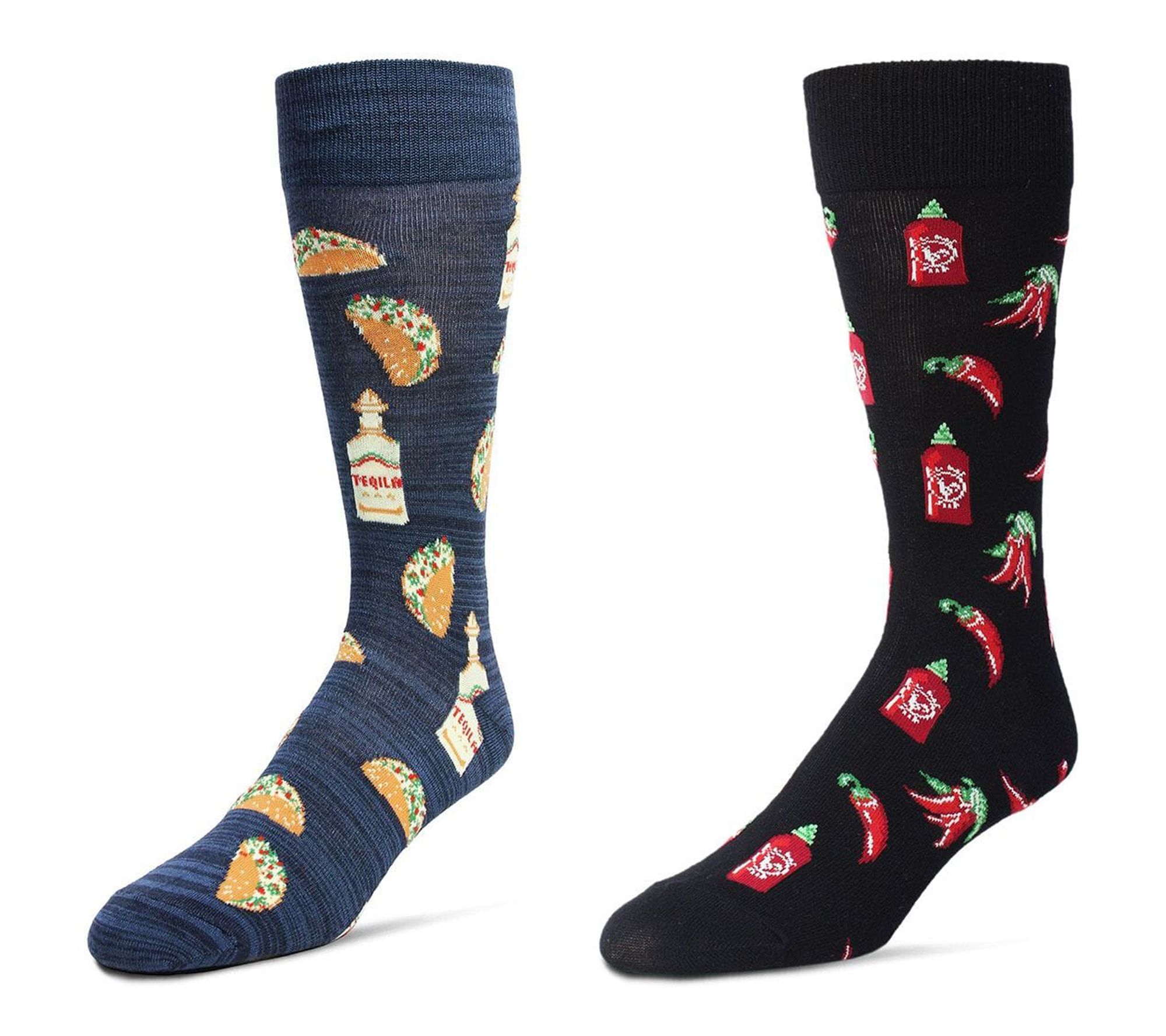 MeMoi Men's Set of 2 Novelty Food & Drink CrewSocks