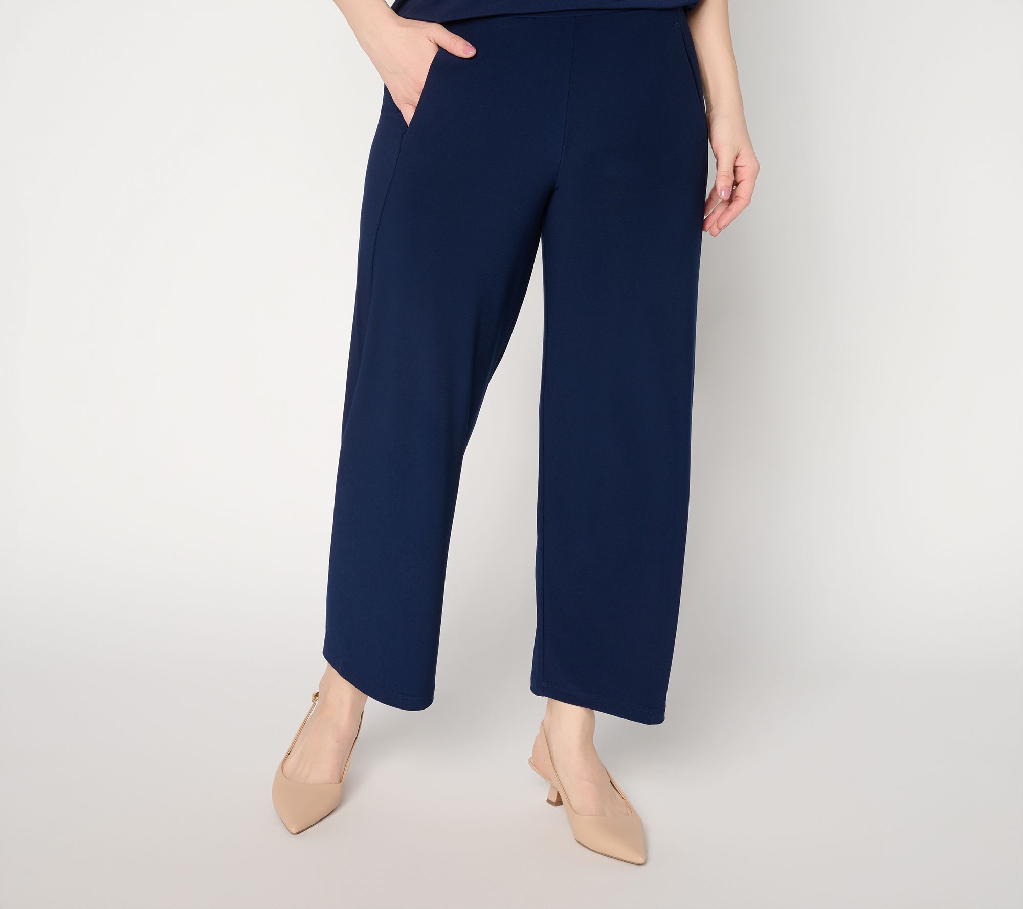 Susan Graver Essentials Petite LK Luxe Straight-Leg Crop Pants