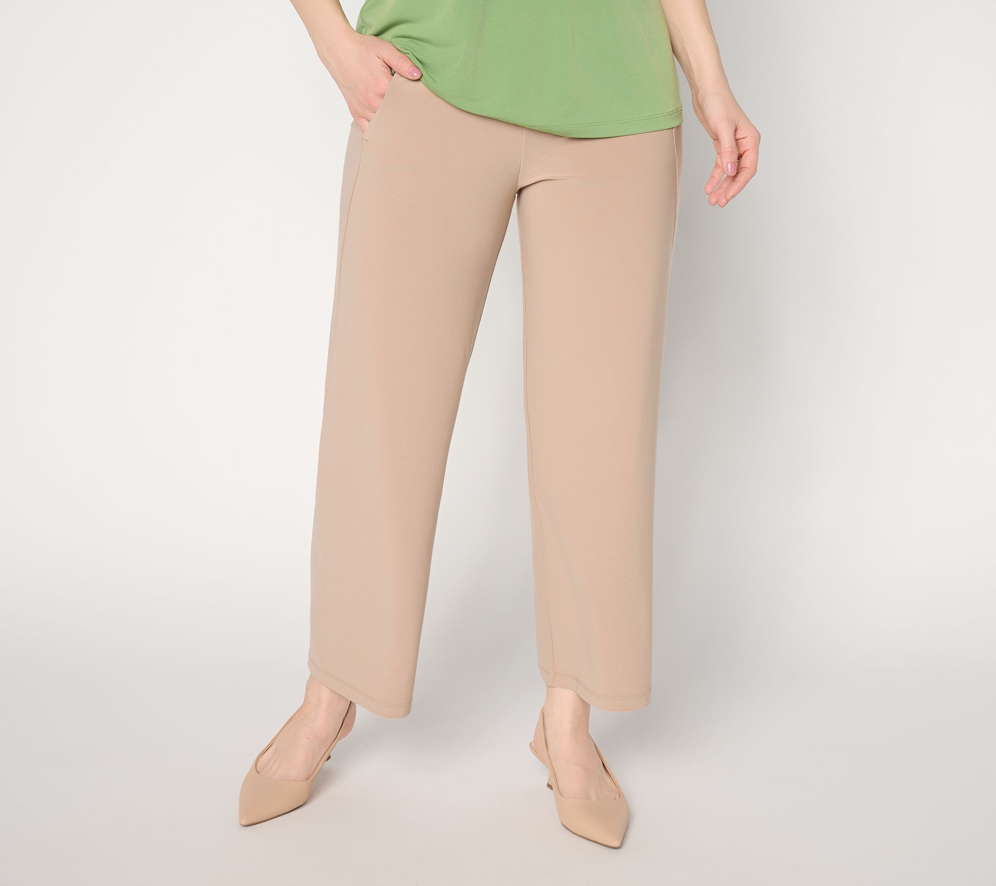 Susan Graver Essentials Petite LK Luxe Straight-Leg Crop Pants