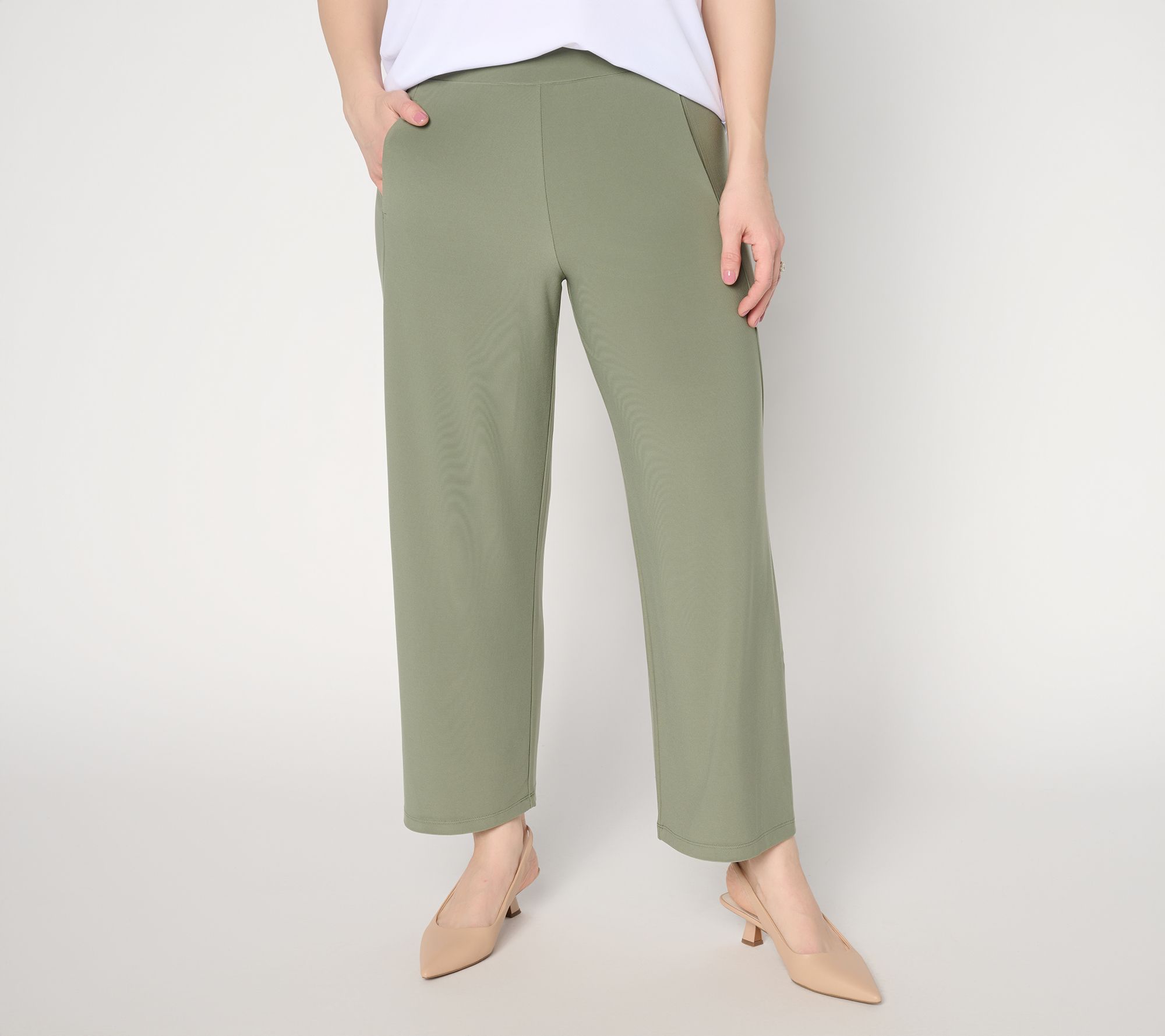 Susan Graver Essentials Petite LK Luxe Straight-Leg Crop Pants