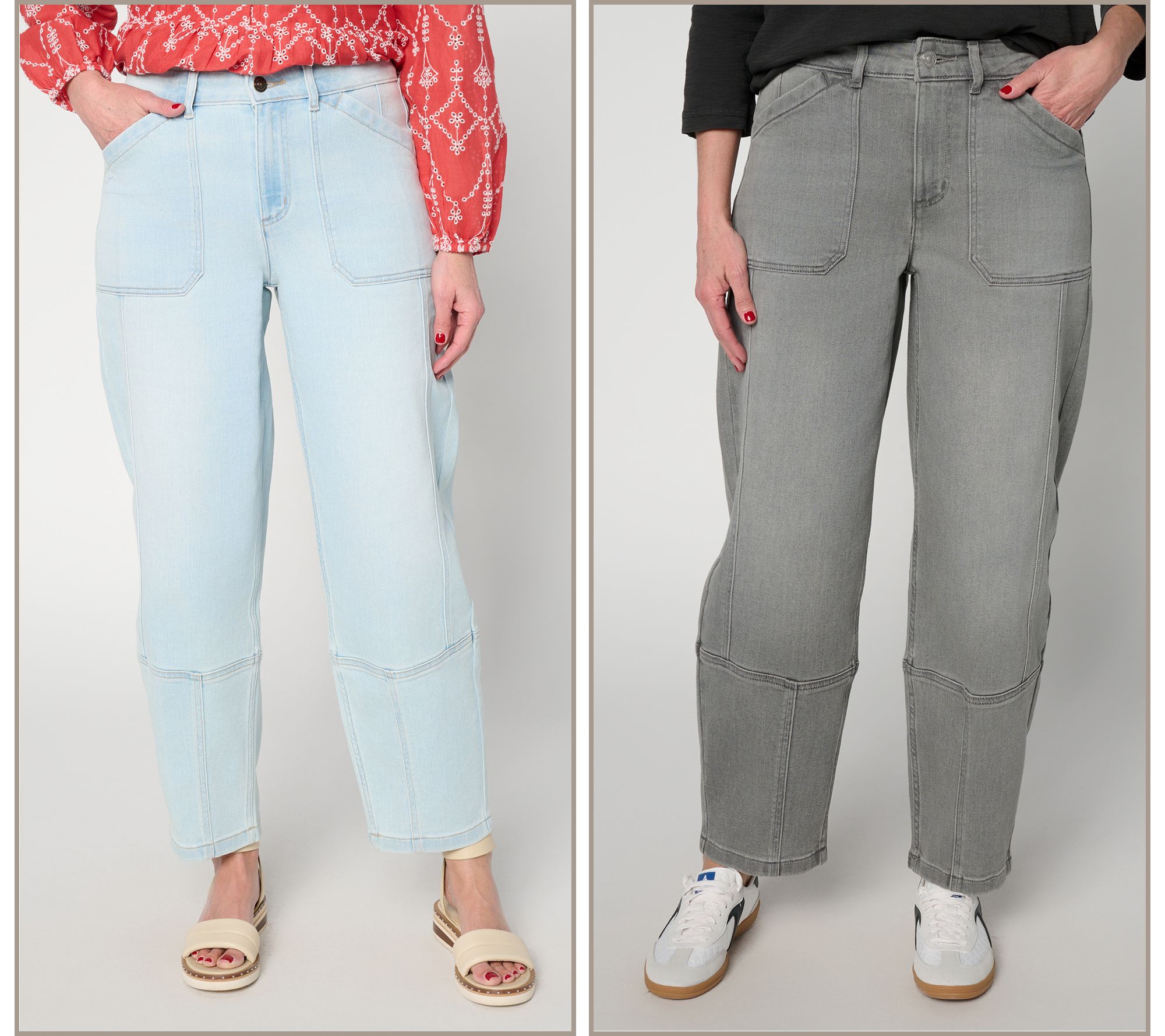  LOGO by Lori Goldstein Barrel Leg Seamed Ankle Jean - A721853