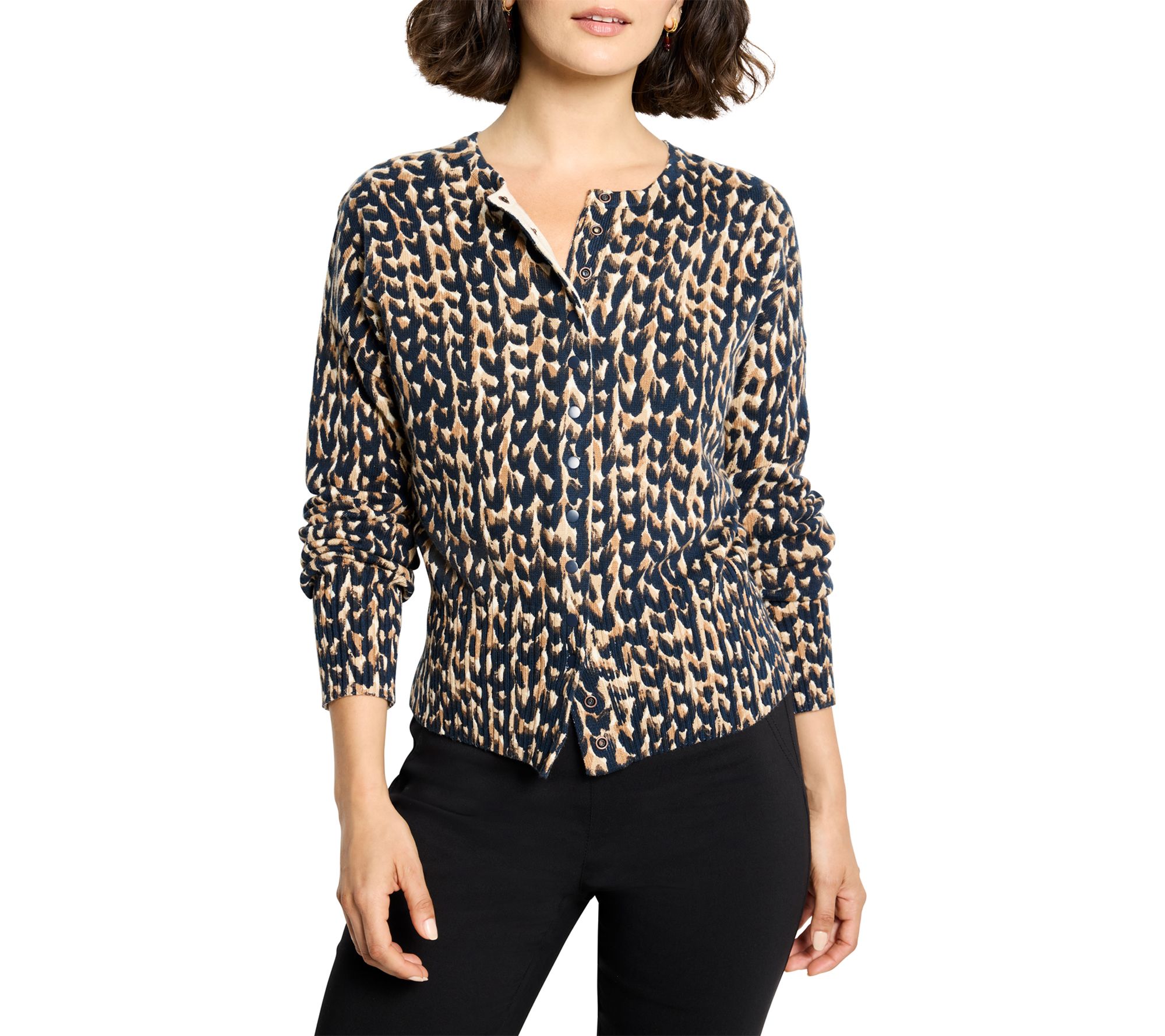 NIC+ZOE Stitch Print Snap It Up Cardigan