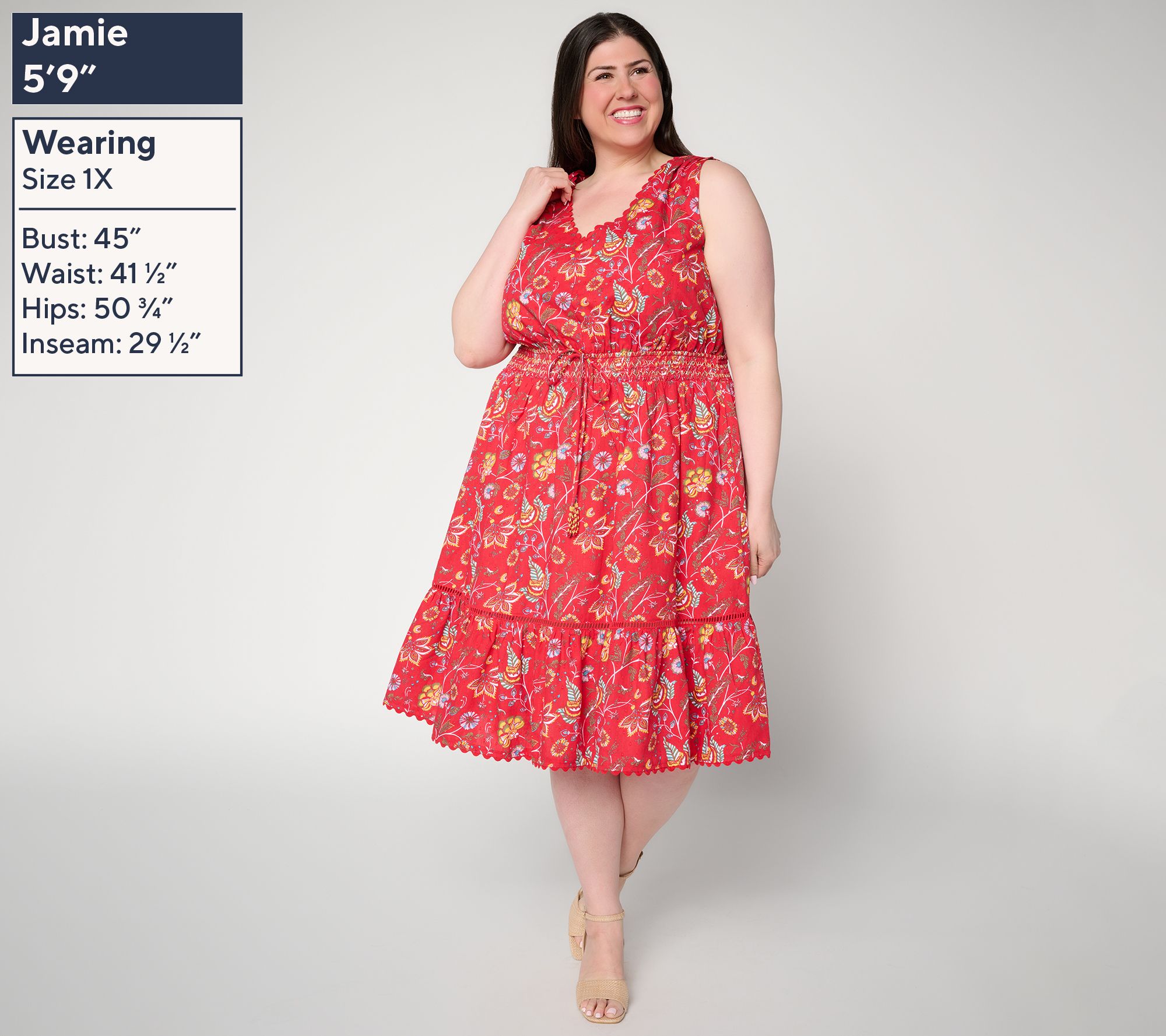 Susan Graver Printed Swiss Dot Tank Midi Dress - QVC.com