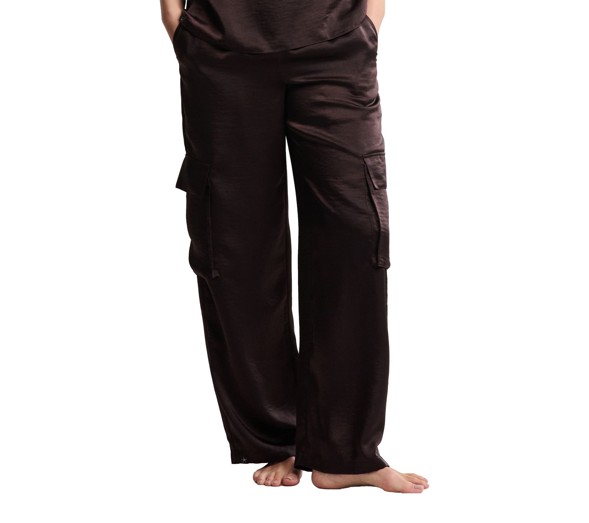 Barefoot Dreams Liquid Satin Wide Leg Cargo Pant