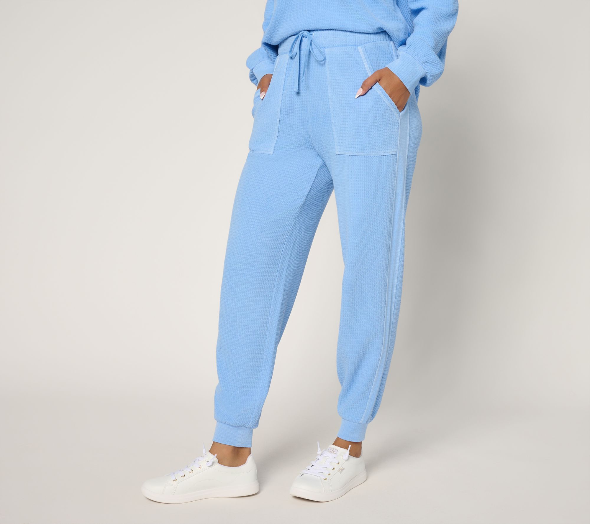 "As Is" AnyBody Reg Washed Waffle Knit Joggers